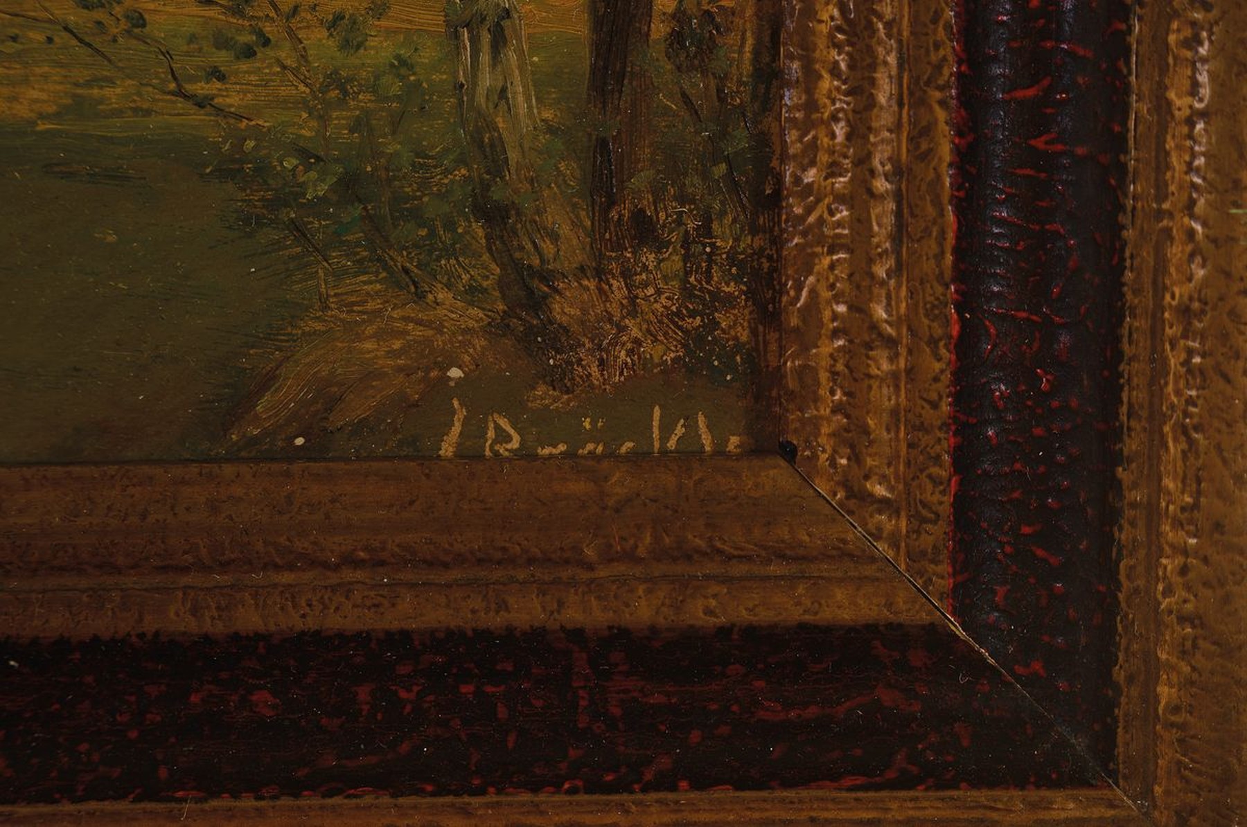 Detail a: Jakob Bräckle, 1897 Winterreute-1987 Biberach , Studium an der Akademie Stuttgart erhielt 1977 den Professorentitel, hier: Landschaft mit Dorf, ...