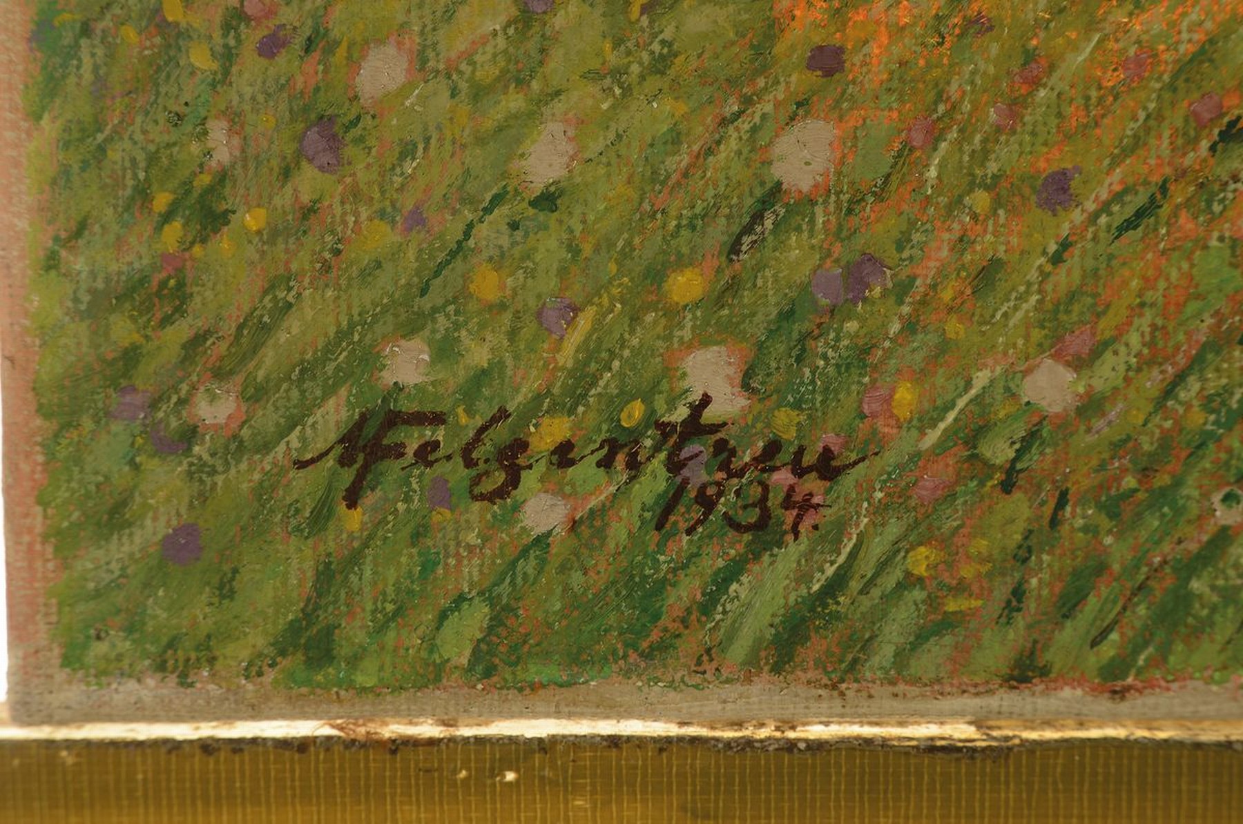 Detail a: Max Felgentreu, 1874-1952, sommerliche Landschaft, Öl/Lwd, links unten signiert und dat. 1934, ca. 50 x 70 cm