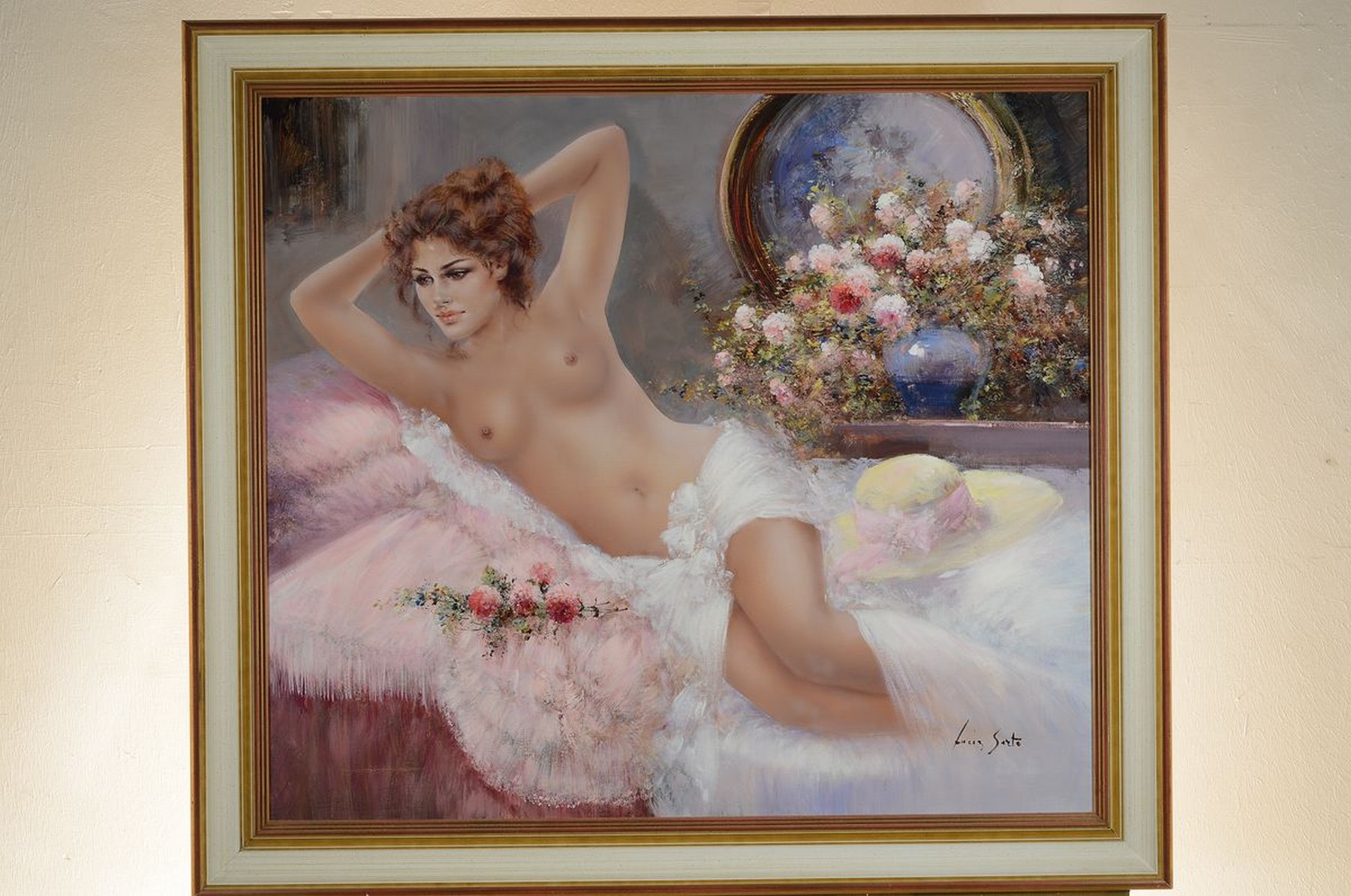 Detail k: Lucia Sarto, geb. 1950 Porporetto bei Udine, liegender Akt, Öl/Lwd, rechts unten signiert, ca. 70x80cm, R. ca. 83x93cm