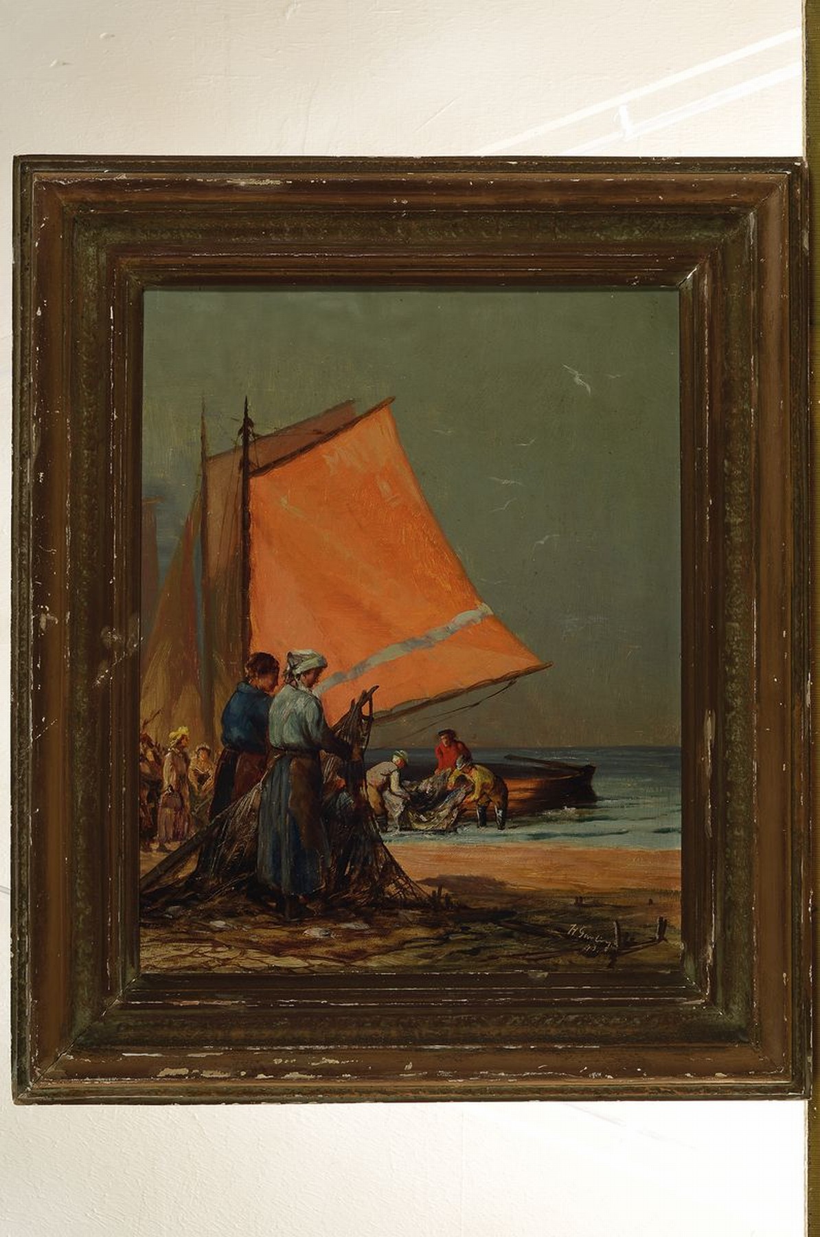 Detail k: Hermann Ernst Friedrich Garling, 1892 Brüel/Mecklenburg-1961 Karlsruhe, Fischer am Darss, rückseitig so betitelt, Öl/Malkarton, rechts unten ...