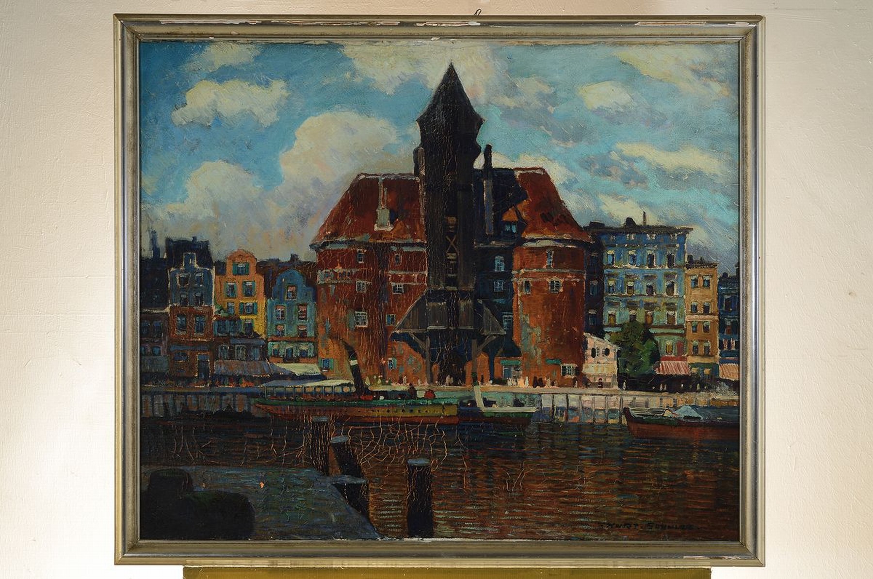 Detail k: Kurt Schulze, geb. 1877 Dresden, war ansässig in Berlin, Blick auf das Krantor in Danzig, Öl/Lwd, rechts unten signiert, ca. 75x90cm, R. ca. 81x97cm