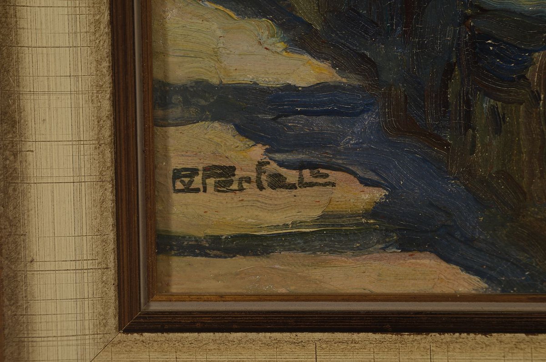 Detail a: Erich Freiherr von Perfall, 1882-1961 Düsseldorf, Studium an den Akademien Düsseldorf und Karlsruhe, hier: Wehrturm am Stadtgraben, Öl/Lwd, links ...