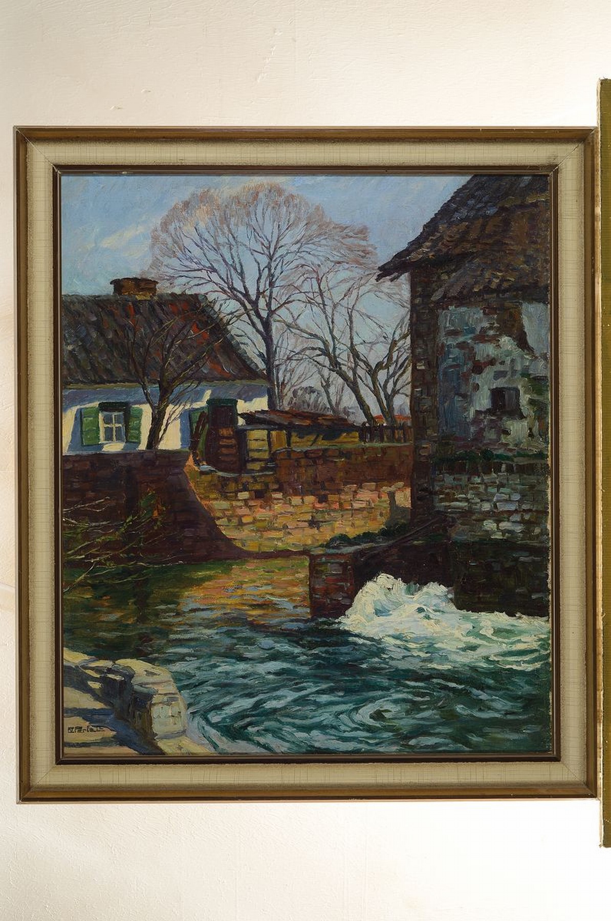 Detail k: Erich Freiherr von Perfall, 1882-1961 Düsseldorf, Studium an den Akademien Düsseldorf und Karlsruhe, hier: Wehrturm am Stadtgraben, Öl/Lwd, links ...
