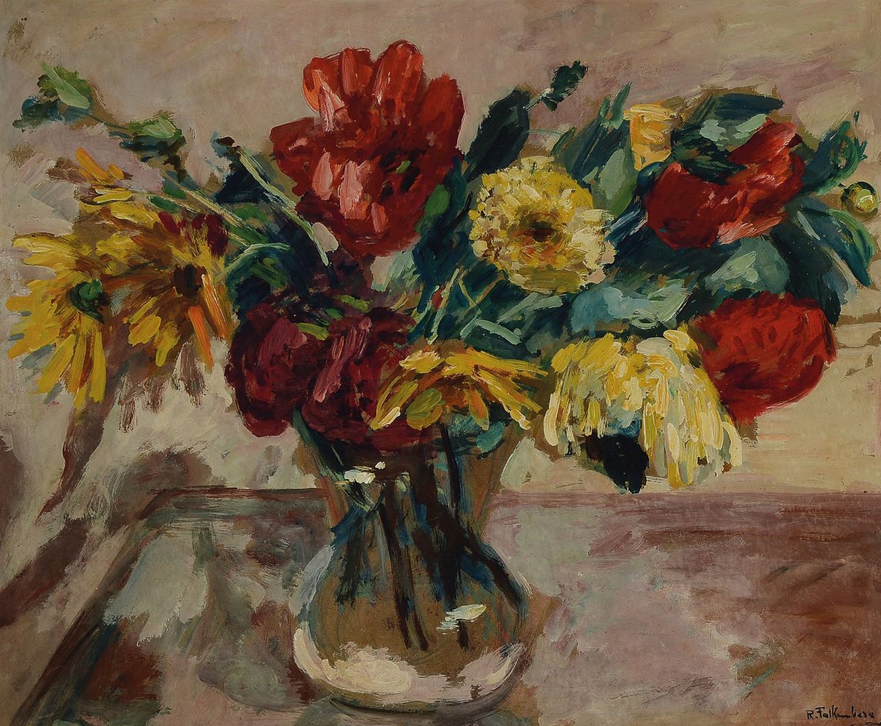 Richard Falkenberg, 1875 Wuppertal-1948 Zeulenroda, Blumenstillleben, Öl/Holz, rechts unten signiert, ca. 50x60cm, R. ca. 69x79cm