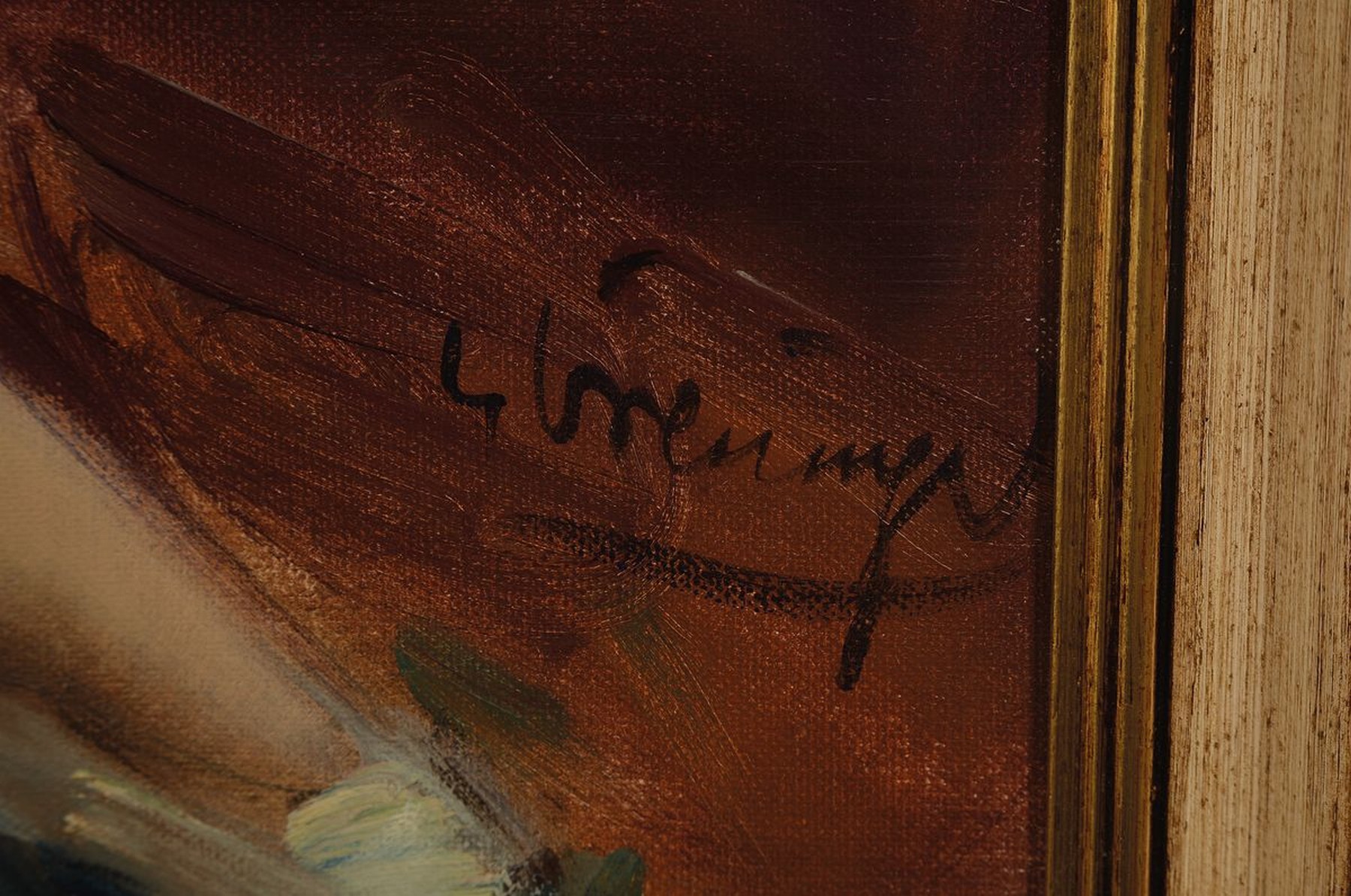 Detail a: Helmut Breuninger, 1921-1998, Tänzerin beim Binden der Schuhe, Öl/Lwd, rechts unten signiert, ca. 60x50cm, R. ca. 68x58cm