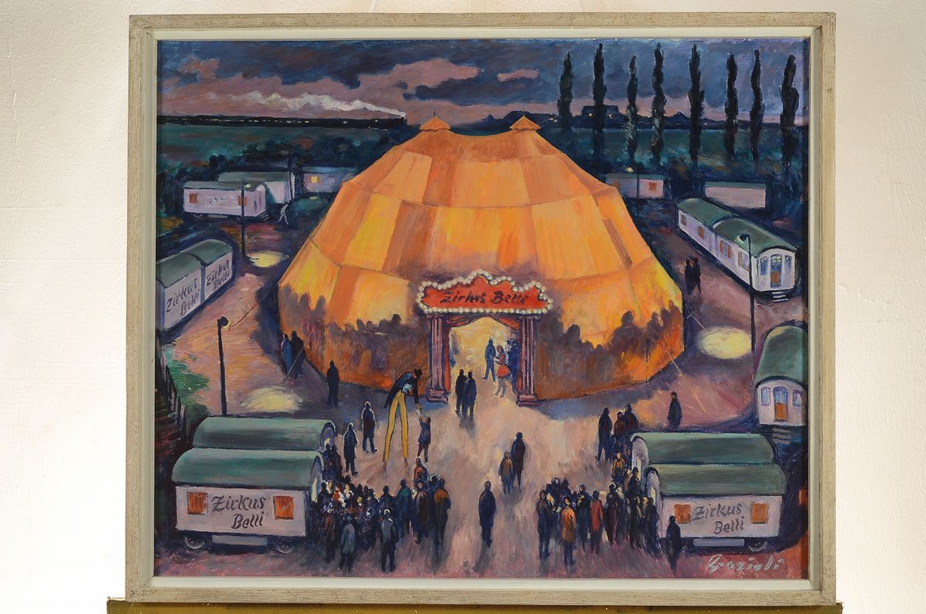 Detail k: Edwin Grazioli, 1914-1986, Zirkus Belli, Öl/Holz, rechts unten signiert, ca. 59x71cm, R. ca. 62x74cm