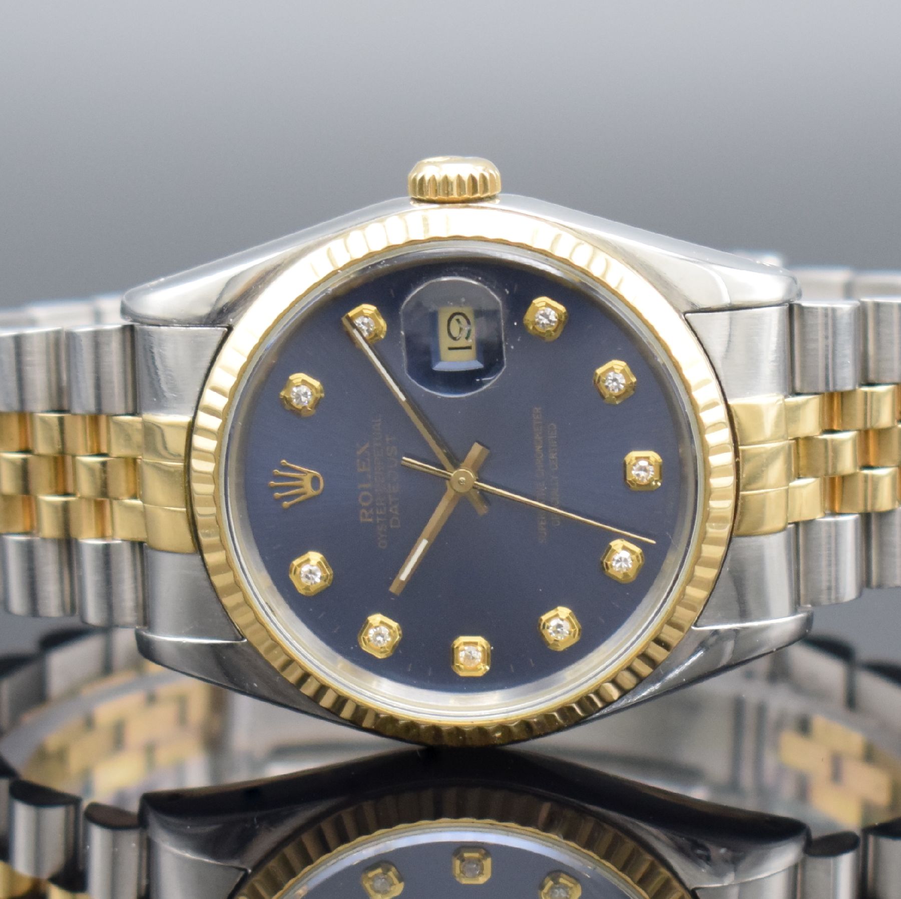 Detail a: ROLEX Herrenarmbanduhr Oyster Perpetual Datejust Referenz 16233, Automatik, Schweiz um 1991, X-Serie, Chronometer der Superlative in Edelstahl/Gold ...