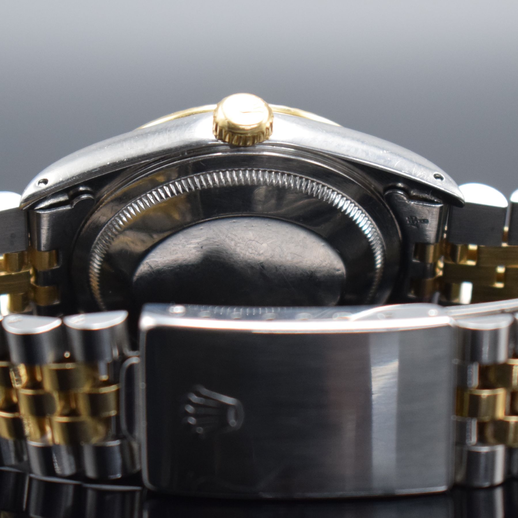 Detail e: ROLEX Herrenarmbanduhr Oyster Perpetual Datejust Referenz 16233, Automatik, Schweiz um 1991, X-Serie, Chronometer der Superlative in Edelstahl/Gold ...