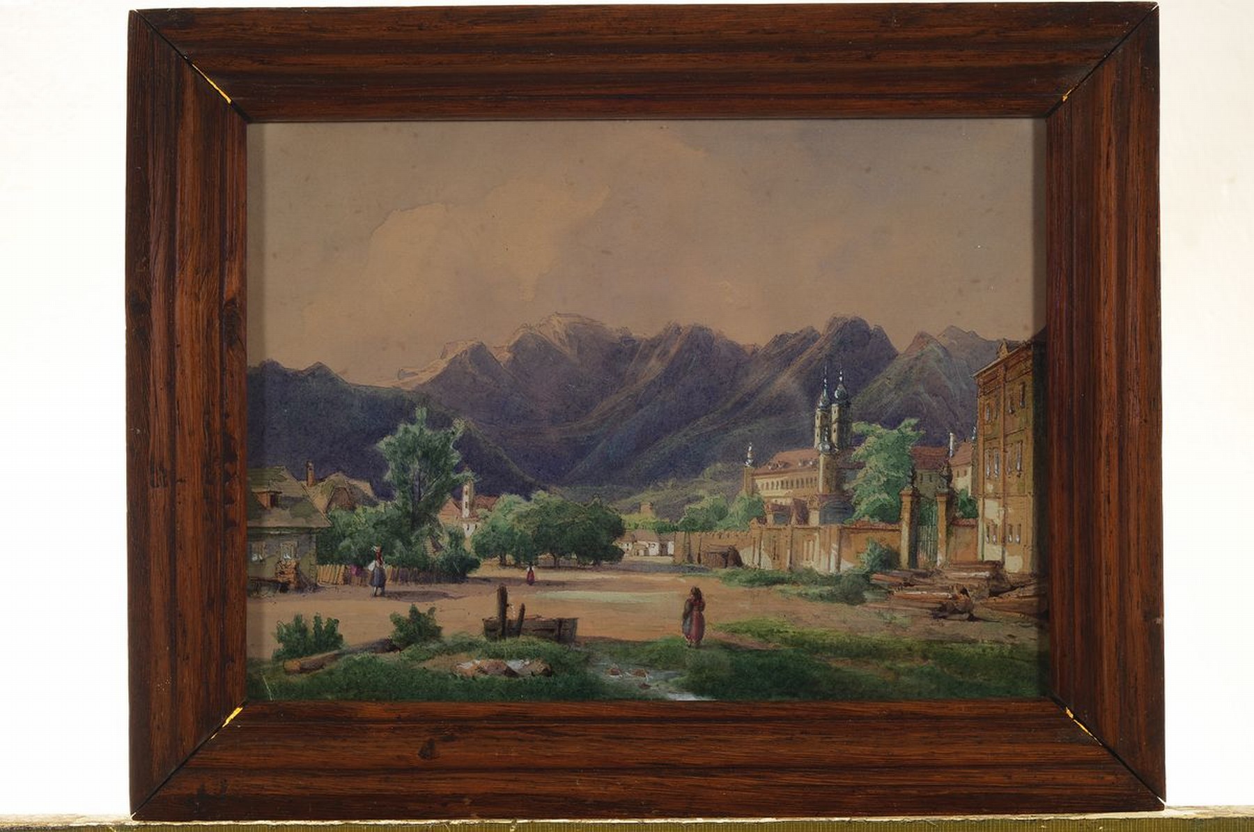 Detail k: Franz Sager, 1821-1891, Blick auf das Kloster Admont vor dem Brand von 1865, Aquarell auf Papier, rückseitig signiert und dat. 1856, ca. 19x26cm, ...