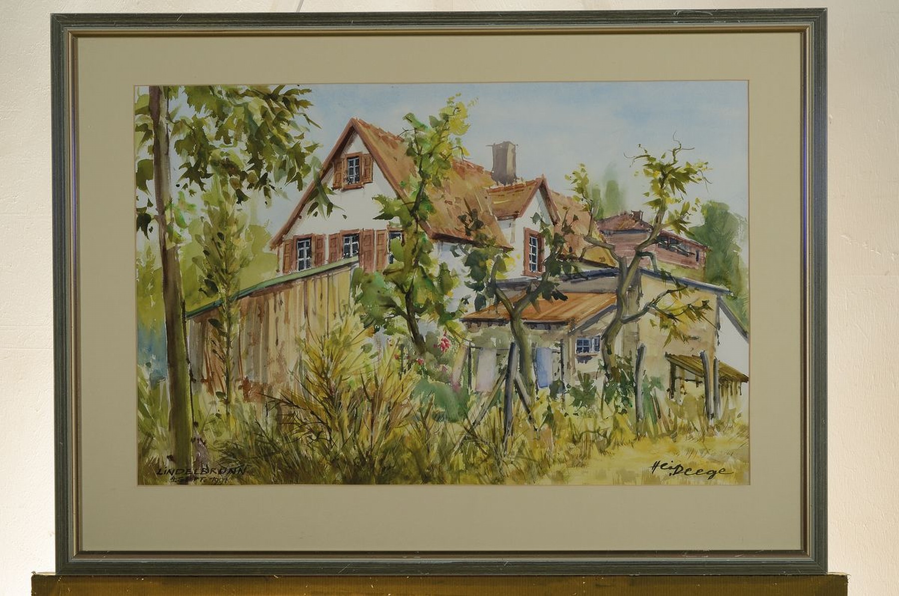 Detail k: Heiner Deege, 1920-2007 Haßloch, Lindelbrunn, Aquarell auf Papier, rechts unten signiert, links unten betitelt und dat. 4. Sept. 1991, ca. 38x58cm, ...