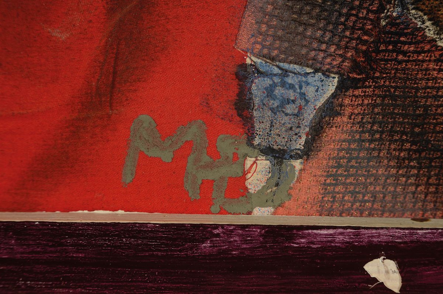 Detail a: Margret Hofheinz-Döring, 1910-1994, Mutter mit Kind, Öl/Malkarton collagiert, ca. 69x49cm, R. ca. 72x52cm, dieser besch.