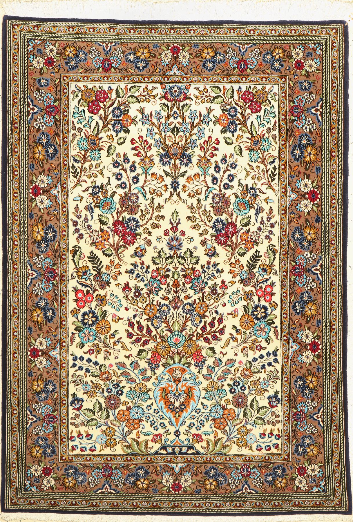 Ghom Kork, Persien, ca. 50 Jahre, Korkwollemit Seide, ca. 156 x 109 cm, EHZ: 2(Sehr guter Zustand).