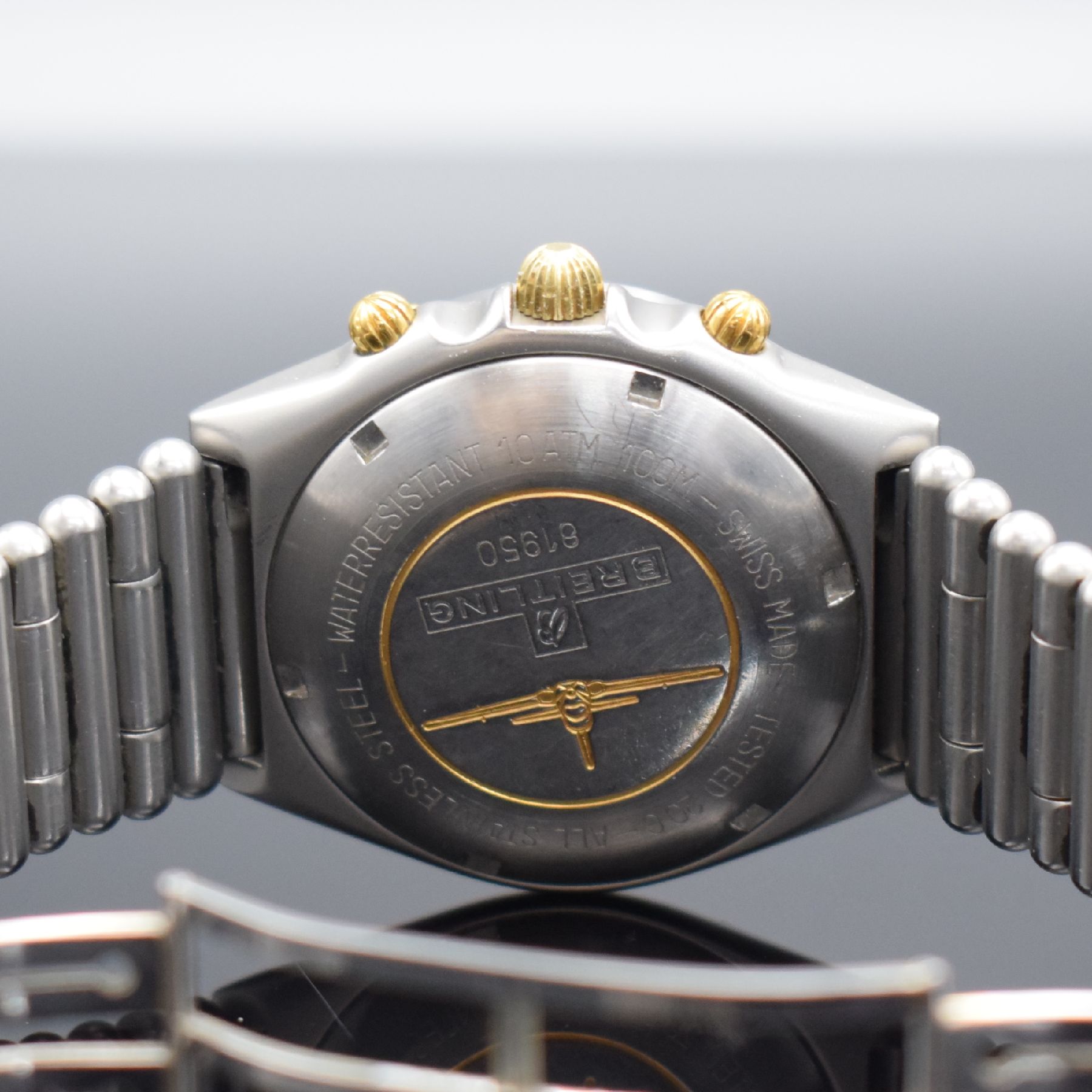 Detail b: BREITLING AOPA Referenz 81950 sehr seltener Chronomat der 1. Serie, Schweiz um 1984, Automatik, verschr. Stahlgeh., orig. Roleauxband m. dopp. ...