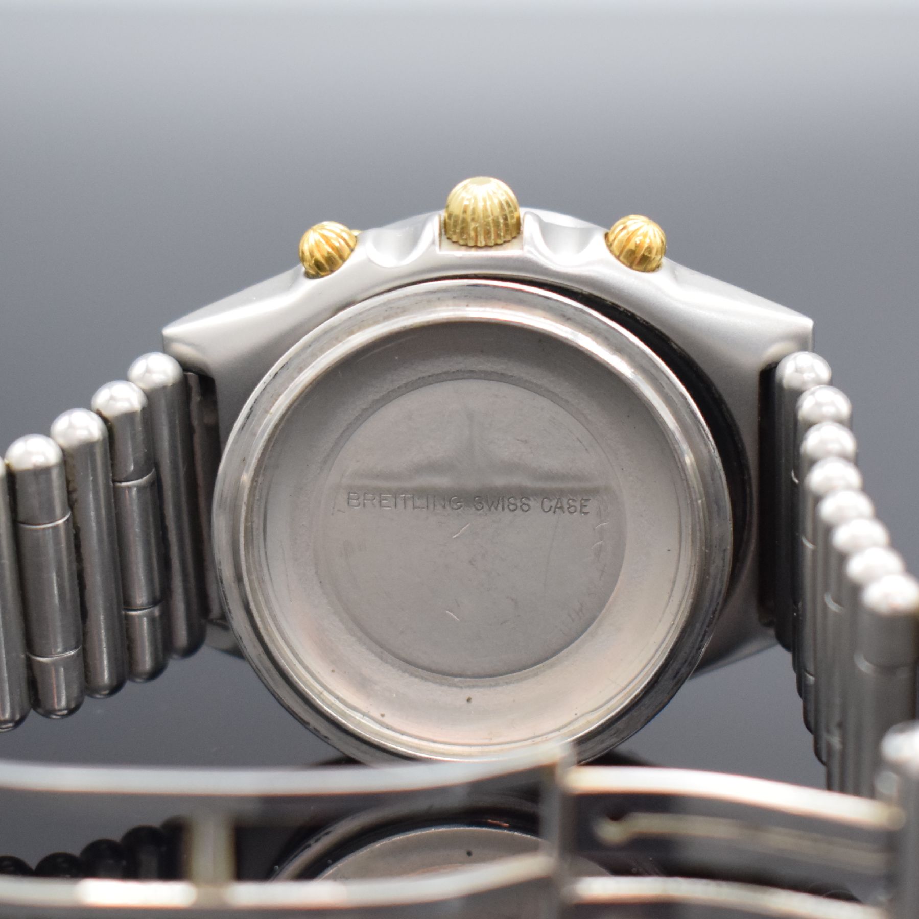 Detail e: BREITLING AOPA Referenz 81950 sehr seltener Chronomat der 1. Serie, Schweiz um 1984, Automatik, verschr. Stahlgeh., orig. Roleauxband m. dopp. ...