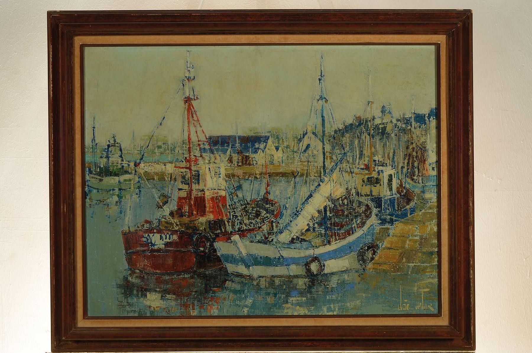 Detail k: Joé le Fur, 1920 Guémené-2001, Schiffe und Boote im Hafen, Öl/Lwd, rechts unten signiert, ca. 50x65cm, R. ca. 62x77cm