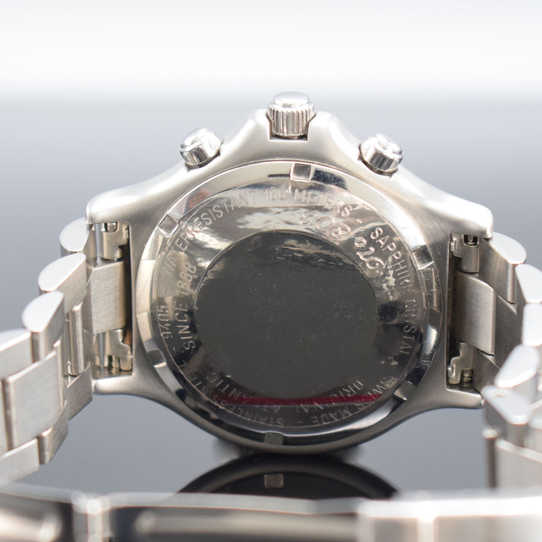 Detail c: ATLANTIC Mariner Herrenarmbanduhr mit Chronograph in Edelstahl, Schweiz um 2000, Automatik, verschr. Geh., orig. Gliederband m. Faltschl., eins. ...
