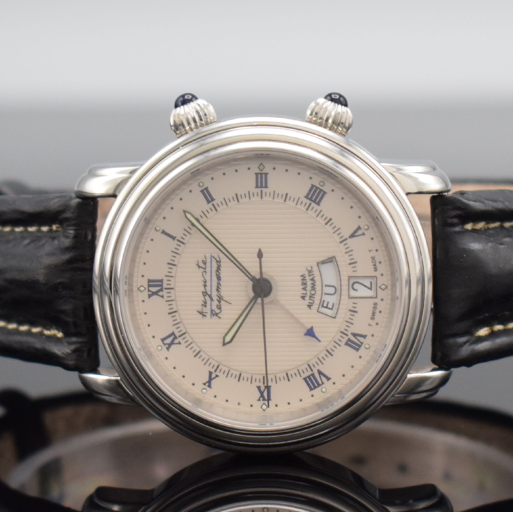 Detail a: AUGUSTE REYMOND limitierter Armbandwecker, Schweiz um 1997, limitiert auf 100 Stück, Automatik, Ref. 611050, beids. vergl. Edelstahlgeh. inkl. orig. ...