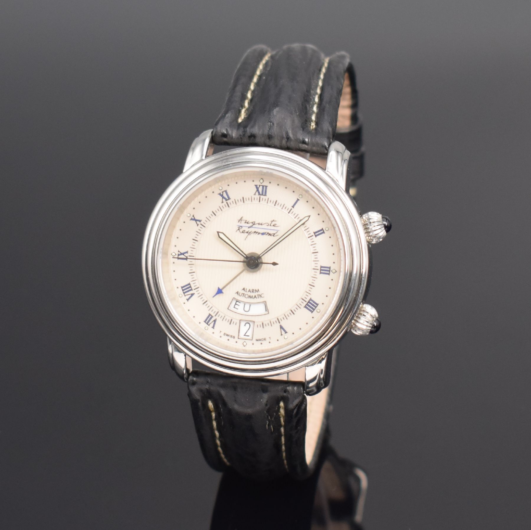 Detail b: AUGUSTE REYMOND limitierter Armbandwecker, Schweiz um 1997, limitiert auf 100 Stück, Automatik, Ref. 611050, beids. vergl. Edelstahlgeh. inkl. orig. ...