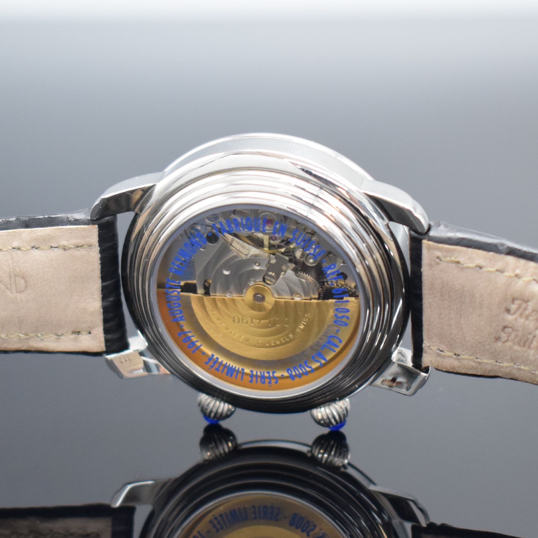 Detail f: AUGUSTE REYMOND limitierter Armbandwecker, Schweiz um 1997, limitiert auf 100 Stück, Automatik, Ref. 611050, beids. vergl. Edelstahlgeh. inkl. orig. ...