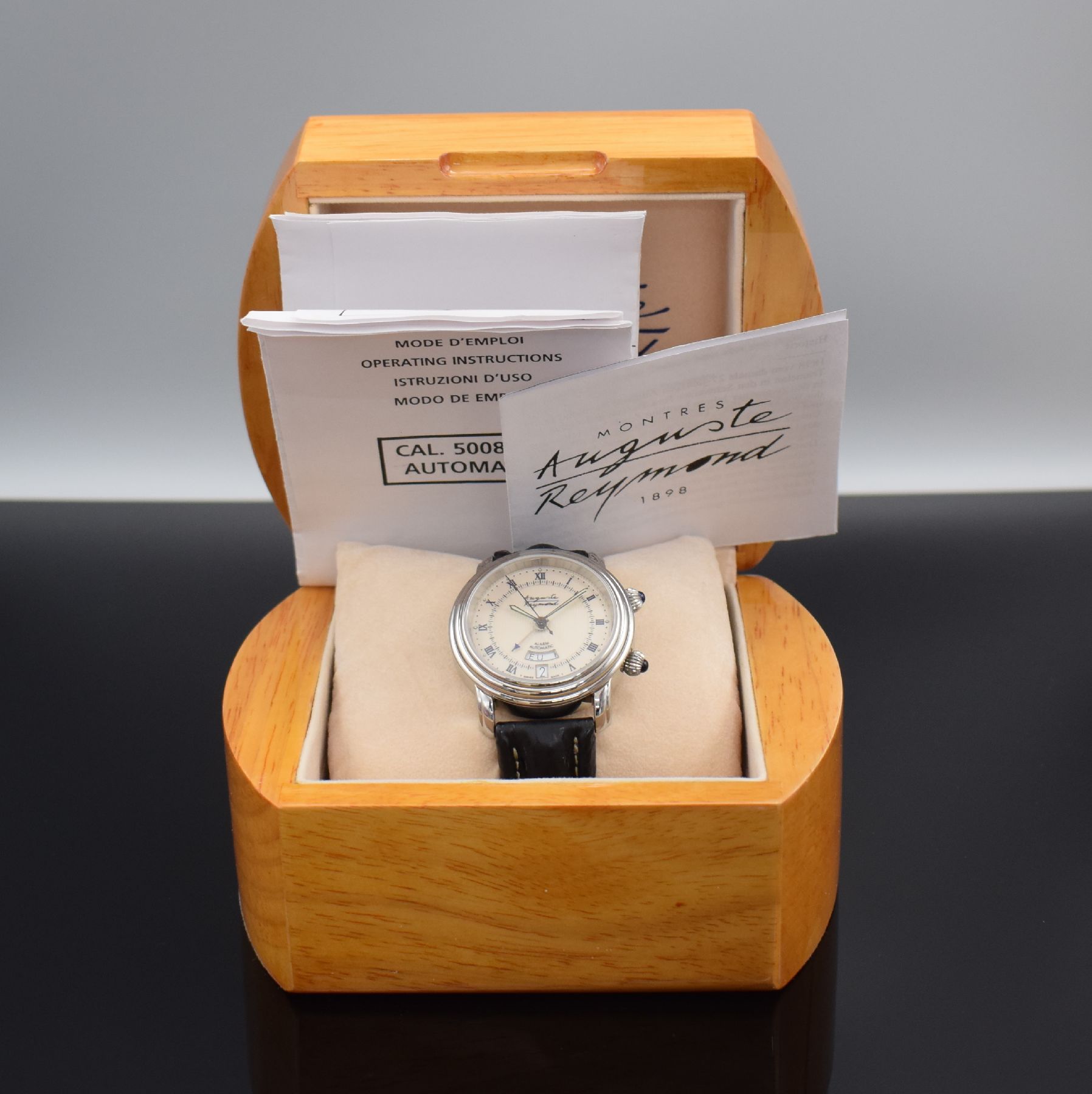 Detail g: AUGUSTE REYMOND limitierter Armbandwecker, Schweiz um 1997, limitiert auf 100 Stück, Automatik, Ref. 611050, beids. vergl. Edelstahlgeh. inkl. orig. ...