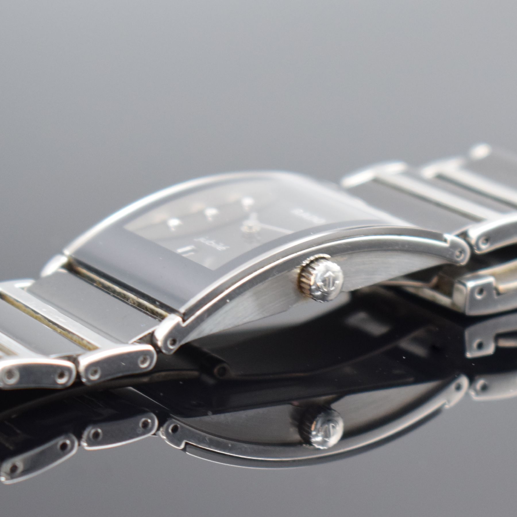 Detail c: RADO Jubilee Armbanduhr Referenz 160.0785.3, Schweiz um 2011, quarz, Edelstahlgeh., Boden verschr., Keramik Gliederband, dopp. Faltschl., Zifferbl. ...