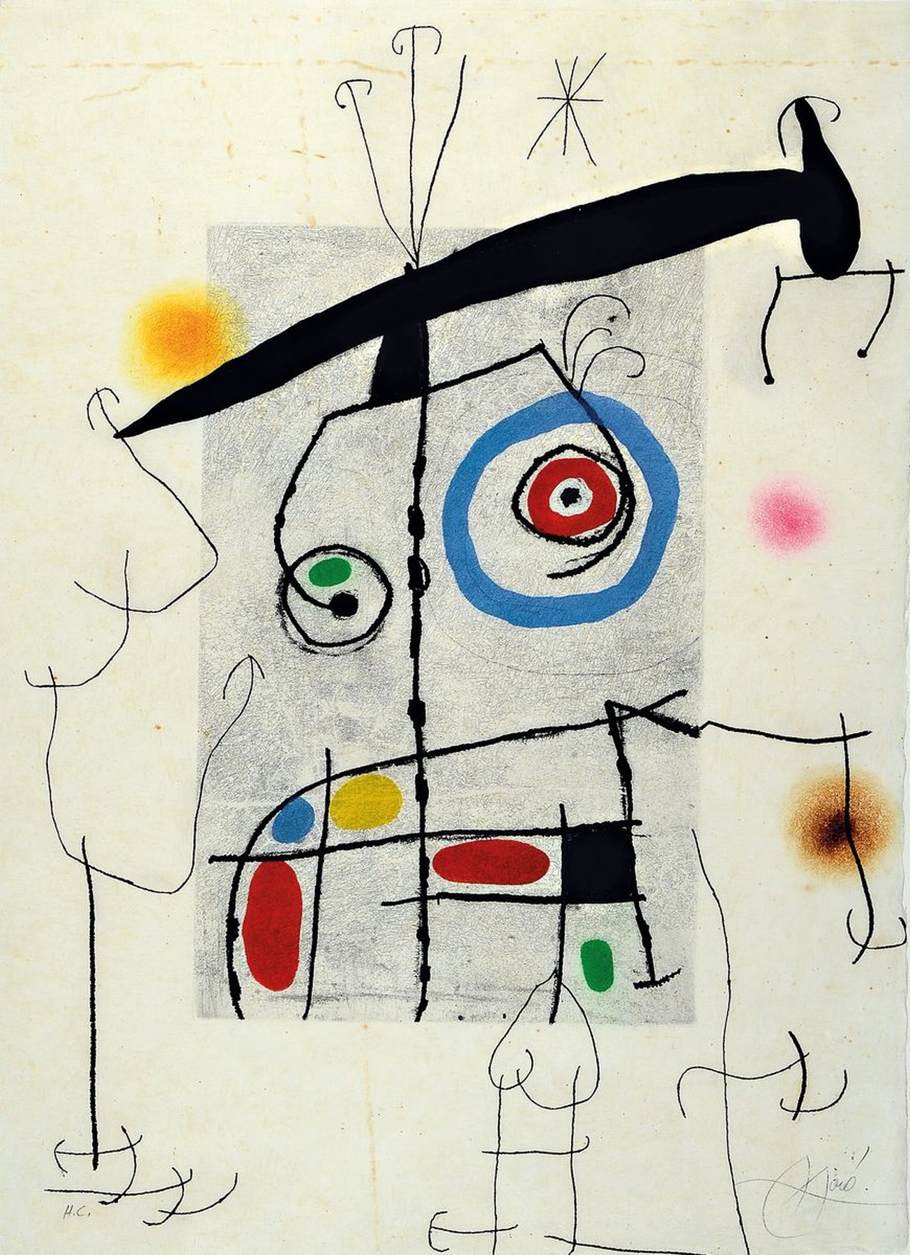 Joan Miro, 1893 Barcelona- 1983 Palma, Aquatinta Radierung, "Homme au balancier", handsigniert, Auflage 75 Exp., hier h.C, bezeichnet und ...