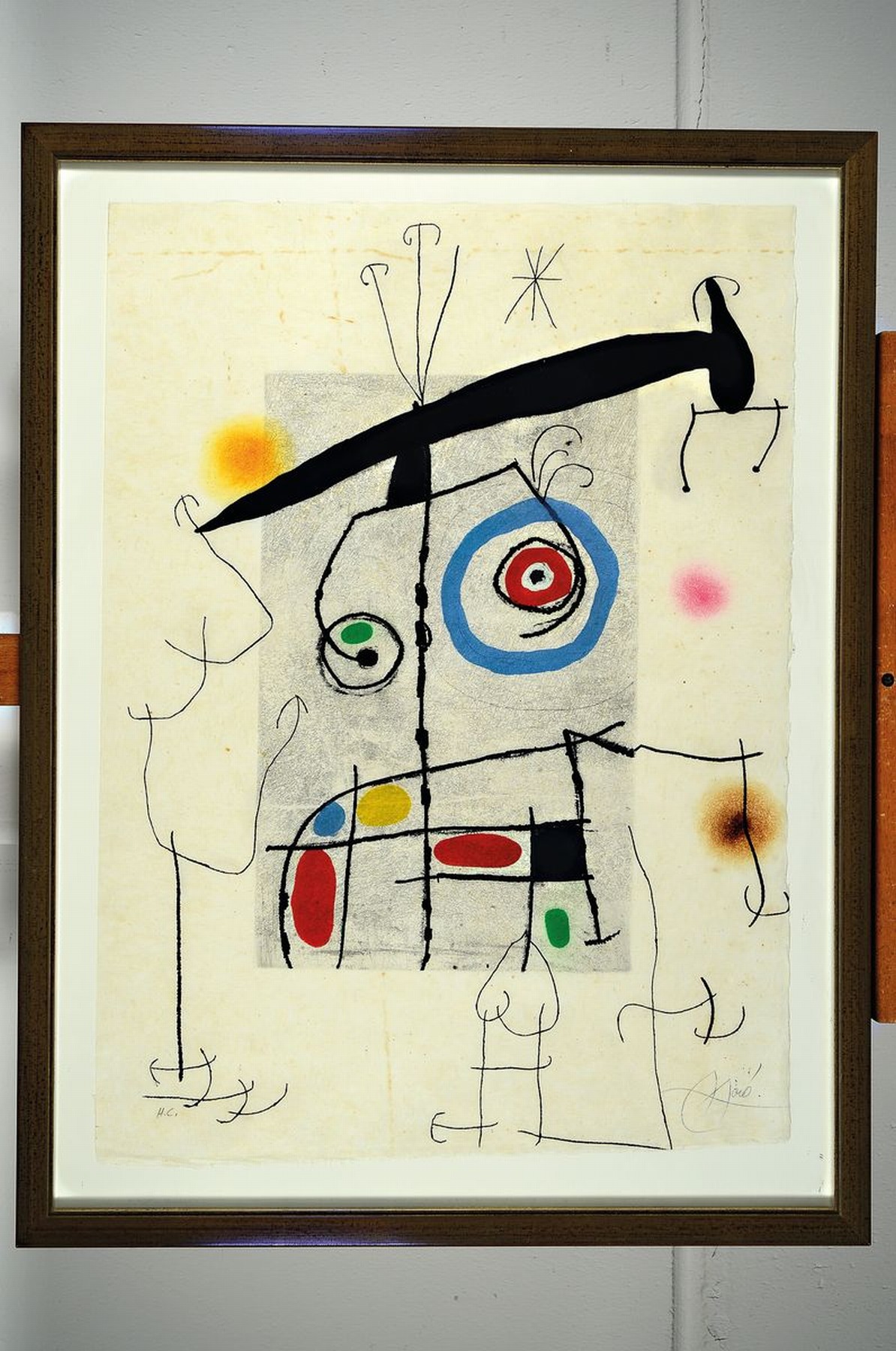 Detail k: Joan Miro, 1893 Barcelona- 1983 Palma, Aquatinta Radierung, "Homme au balancier", handsigniert, Auflage 75 Exp., hier h.C, bezeichnet und ...