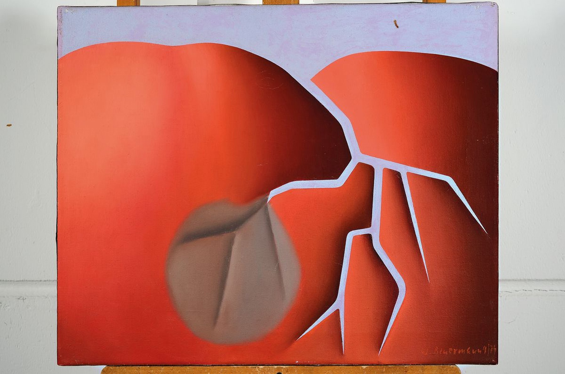 Detail k: Wilhelm Beuermann, 1937 - 2006, abstr. Komposition, Öl/Lwd, signiert, dat. 4/74, ca. 50 x 60 cm