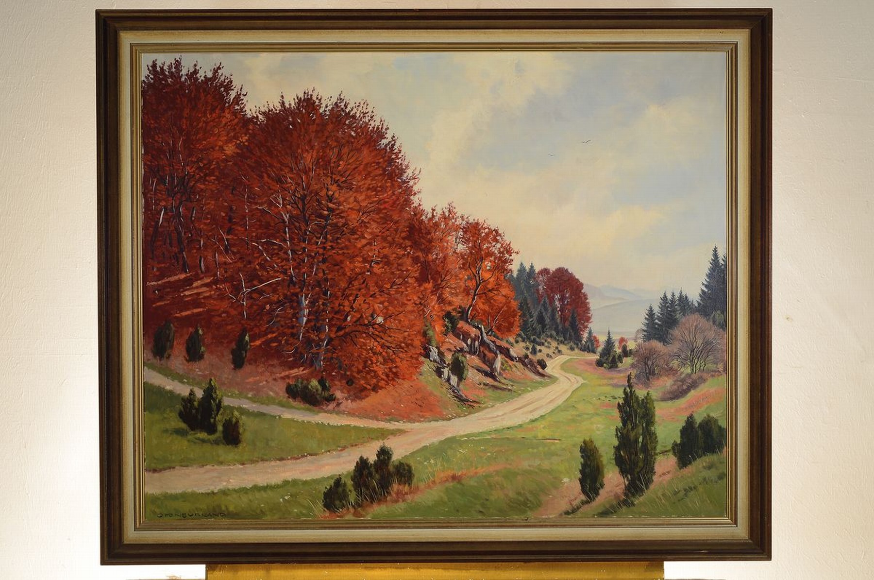Detail k: Otto Neubrand, 1911 Herbrechtingen - 1975 Königsbronn, herbstliche Landschaft, koloristische Zeichensetzung, links unten signiert, Öl/Lwd, Rahmen, ...