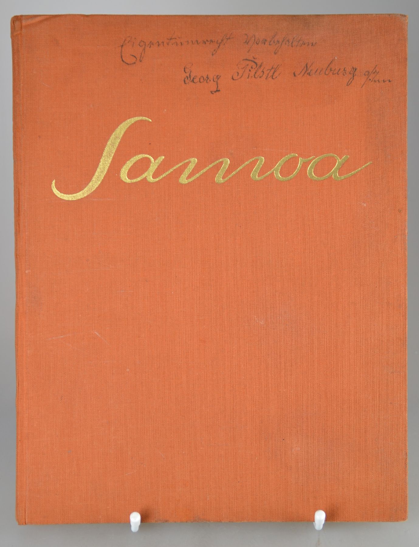 Detail b: Erich Scheurmann, 1878 Hamburg-1975 Armsfeld, See- und Palmenlandschaft in Samoa, so verso bez., Öl u. Bleistift auf Lwd, links unten signiert, ohne ...