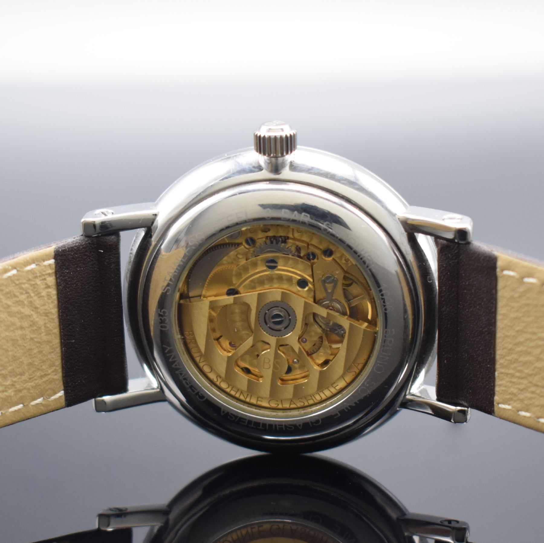 Detail f: BRUNO SÖHNLE Uhrenatelier Glashütte Armbanduhr Lagomat Referenz 1096, Automatik, Deutschland um 2018, Edelstahlgeh. inkl. orig. Lederband m. orig. ...