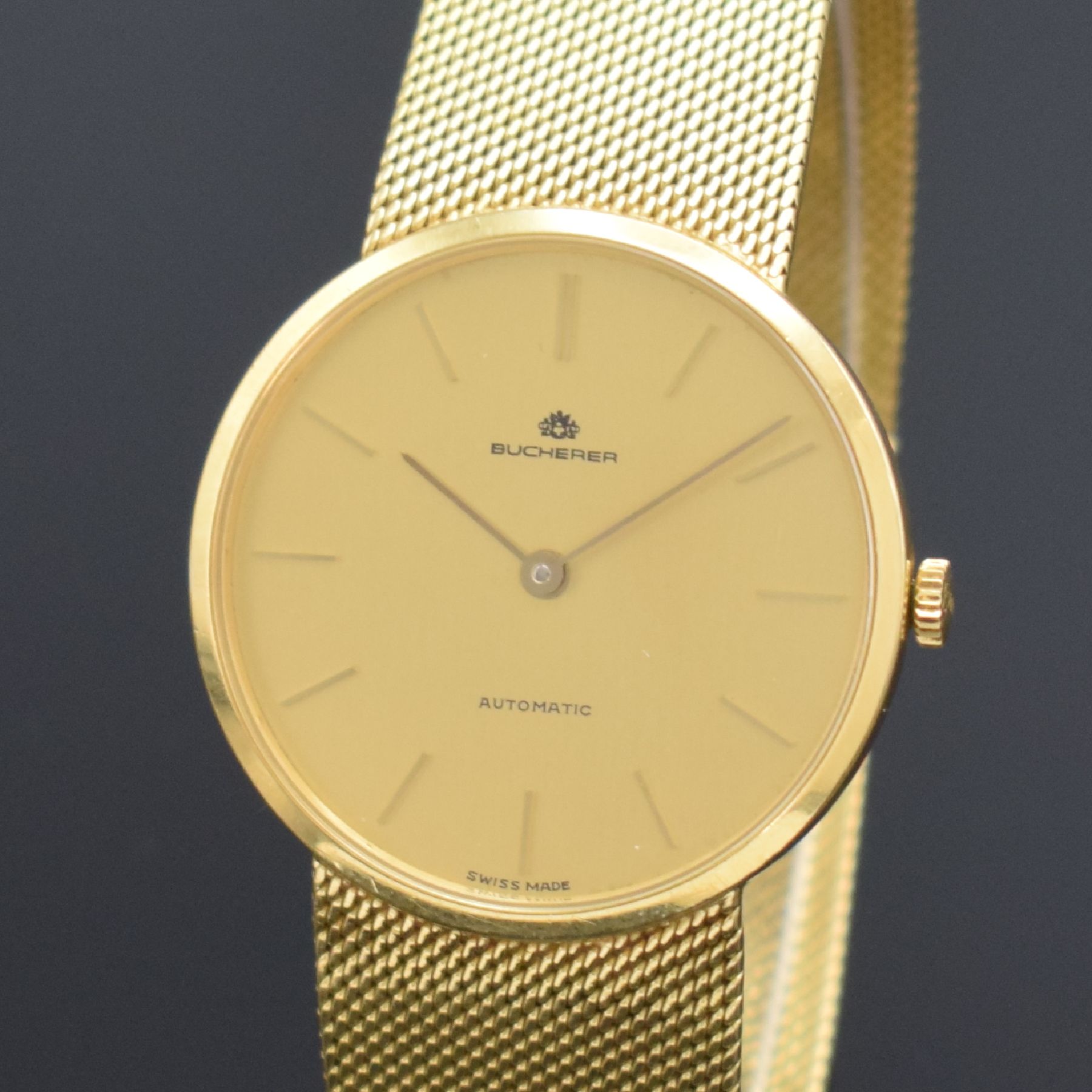 Detail c: CHOPARD / BUCHERER Herrenarmbanduhr in GG 750/000 Referenz 1022, Schweiz um 1980, Automatik, 2-teil. Geh., Boden aufgedr., GG 750/000 Milanaiseband, ...