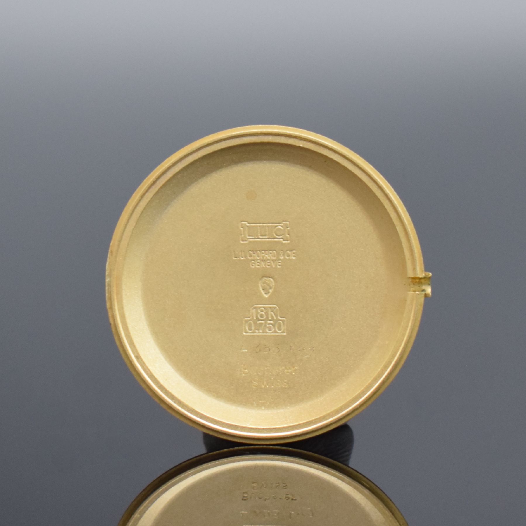Detail f: CHOPARD / BUCHERER Herrenarmbanduhr in GG 750/000 Referenz 1022, Schweiz um 1980, Automatik, 2-teil. Geh., Boden aufgedr., GG 750/000 Milanaiseband, ...