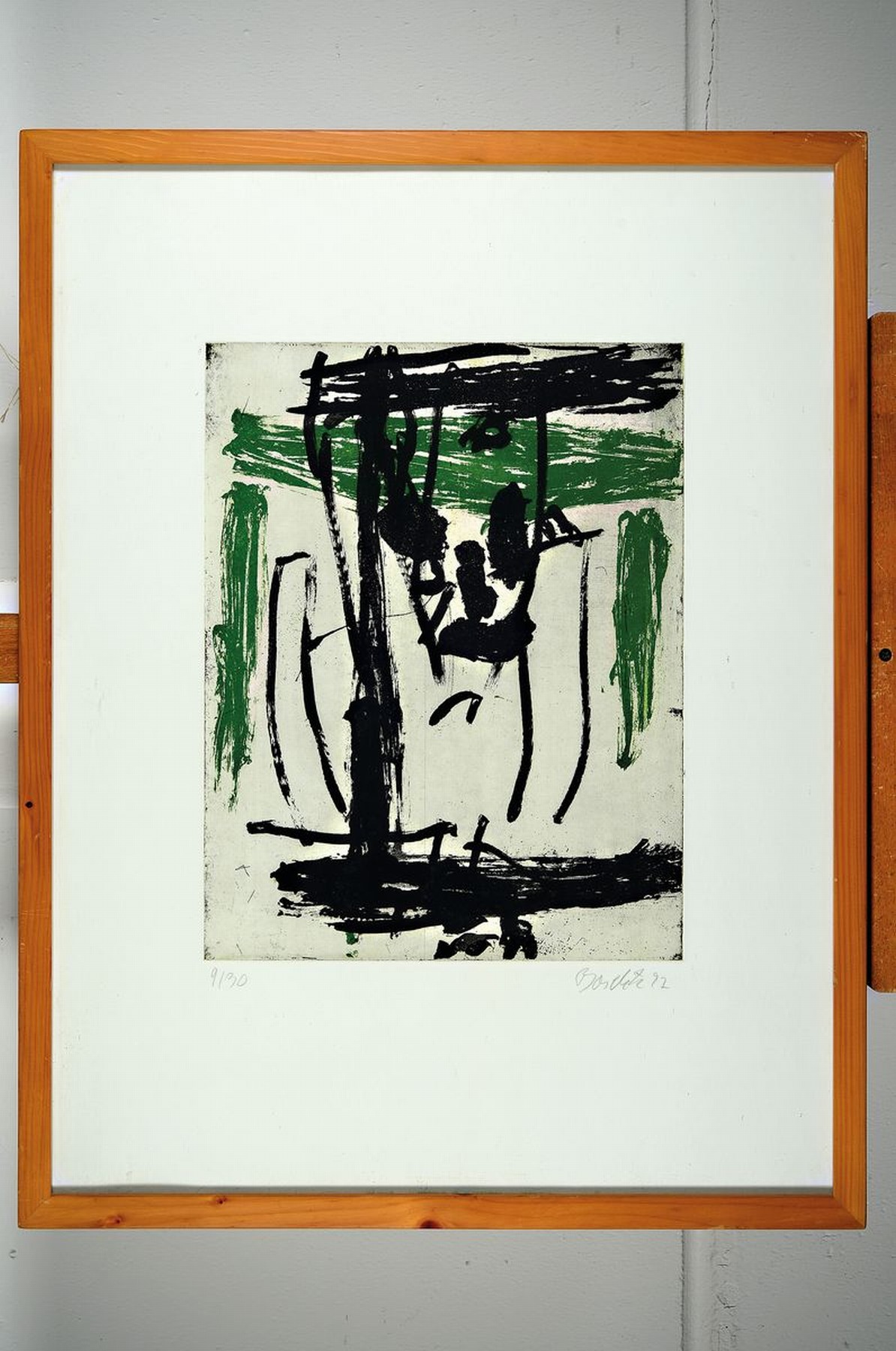 Detail k: Georg Baselitz, geb. 1938 Deutsch baselitz, Radierung, hier: "Dach", handsigniert, Ed.9/30, dat. 92, Blattgröße 44.5 x 34.5 cm, unter ...