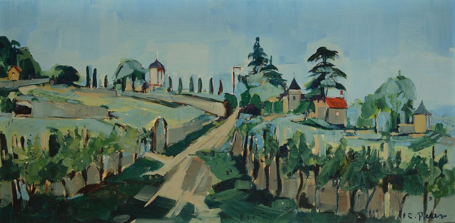 Hans Rolf Peter, 1926-2020 Neustadt a.d.Weinstr., Blick auf die Hüllsburg, Öl/ Lwd, rechts unten signiert, rückseitig betitelt und dat. 64, ca. ...