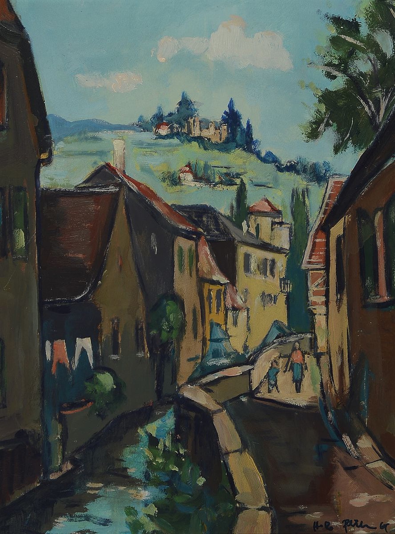 Detail a: Hans Rolf Peter, 1926-2020 Neustadt a.d.Weinstr., 2 Arbeiten: Blick auf Gimmeldingen, Aquarell, rechts unten signiert und dat. 75, ca. 32x48cm, PP, ...