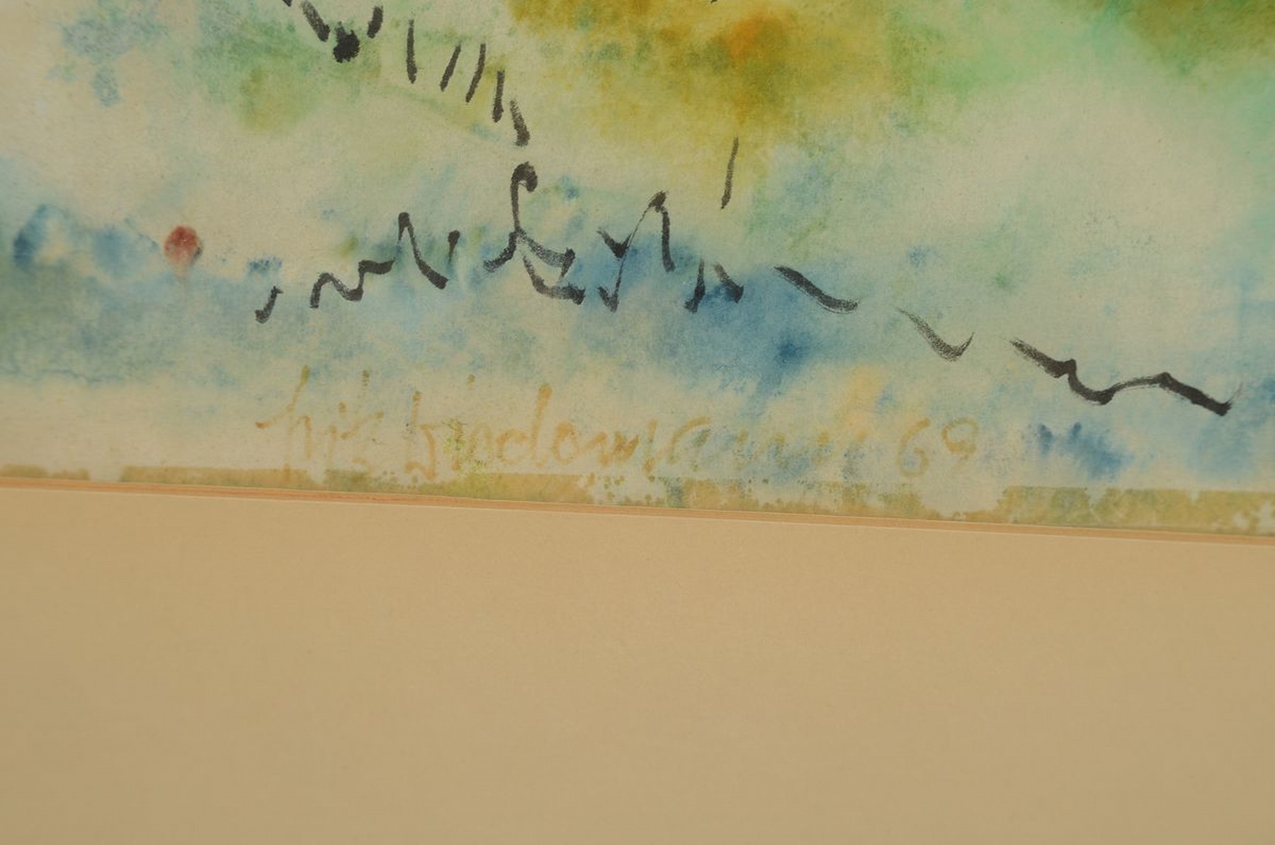 Detail a: Fritz Wiedemann, 1920-1987 Landau, Bauerngehöft, Aquarell und Filzstift, rechts unten signiert und dat. 69, ca. 48x63 cm, PP, u.Gl., R. ca. 72x89cm, ...