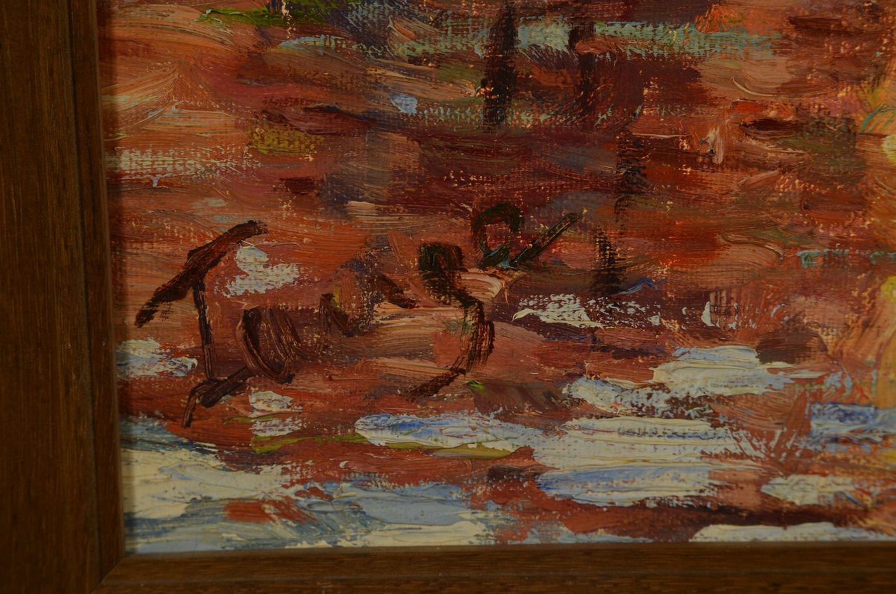 Detail a: Paul Lange, 1884-1974, Ansicht der mittelalterlichen Marienburg an der Nogat im polnischen Malbrok, Wiedergabe der exponierten Lage durch ...