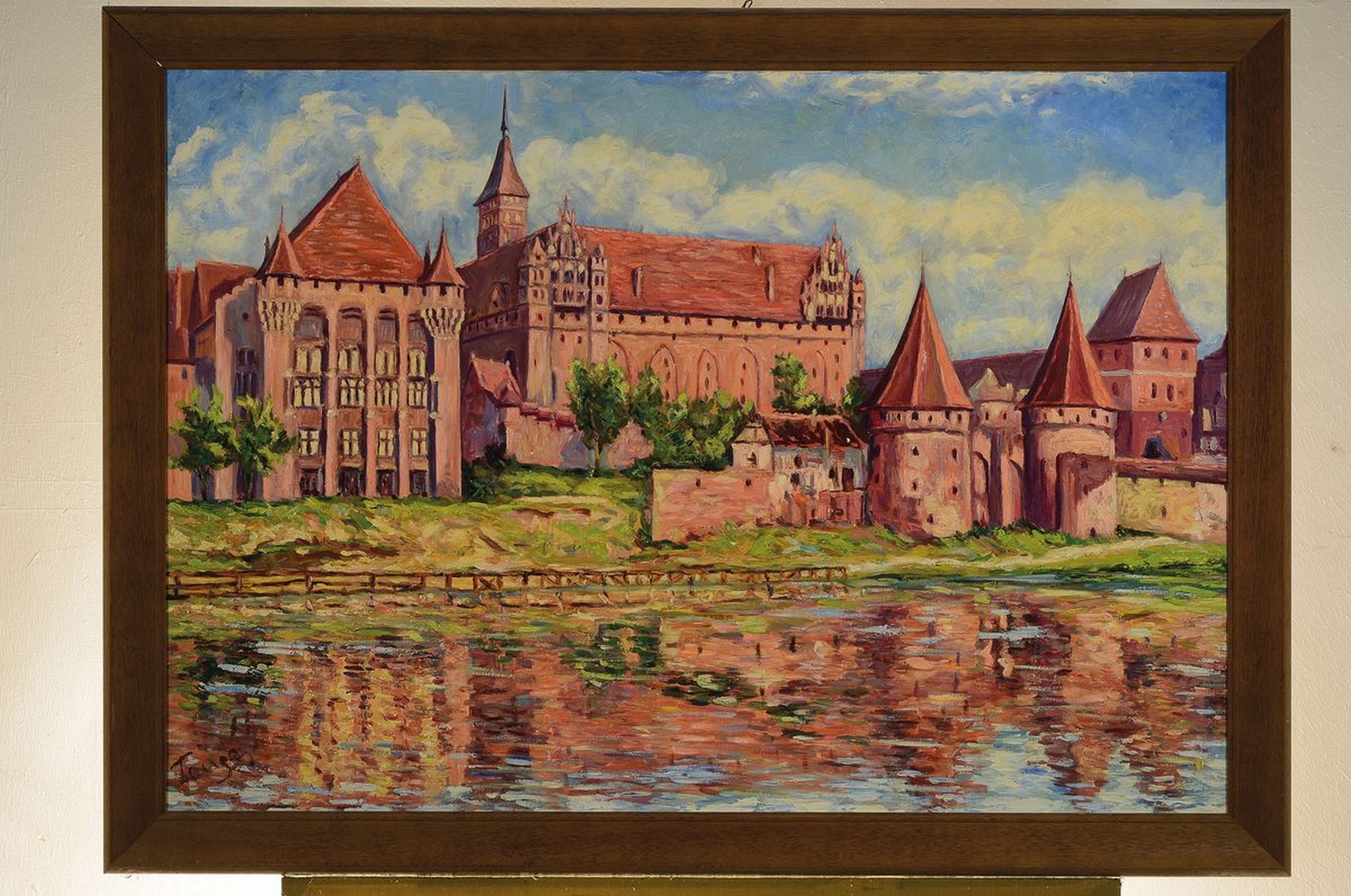 Detail k: Paul Lange, 1884-1974, Ansicht der mittelalterlichen Marienburg an der Nogat im polnischen Malbrok, Wiedergabe der exponierten Lage durch ...