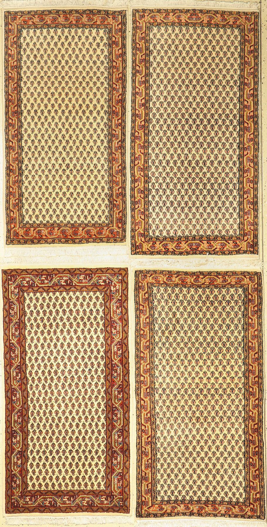 4 Lots Indo Mir, ca. 40 Jahre, Wolle auf Baumwolle, ca. 136 x 80 cm, EHZ: 2