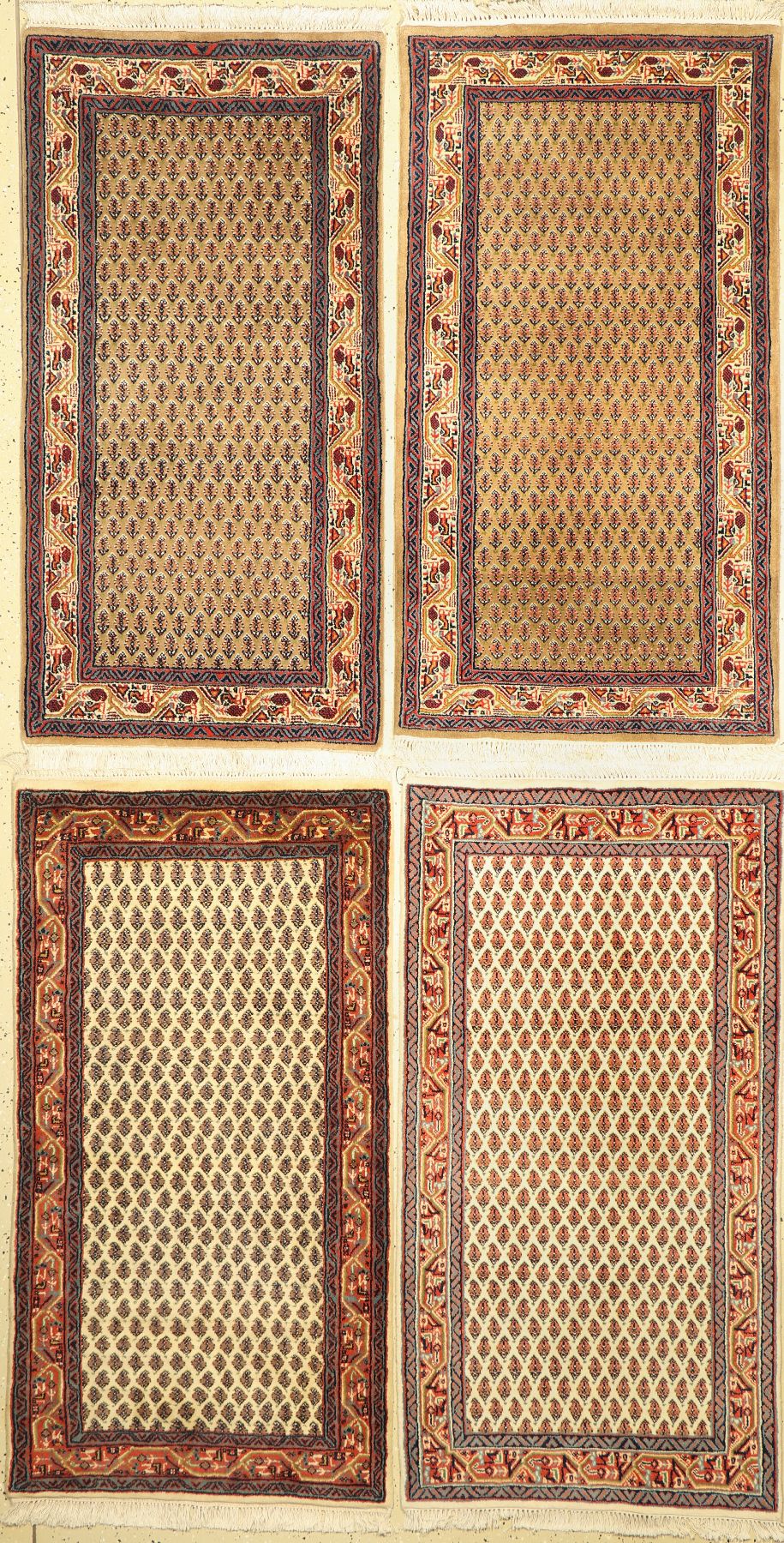 4 Lots Indo Mir, ca. 40 Jahre, Wolle auf Baumwolle, ca. 140 x 70 cm, EHZ: 2