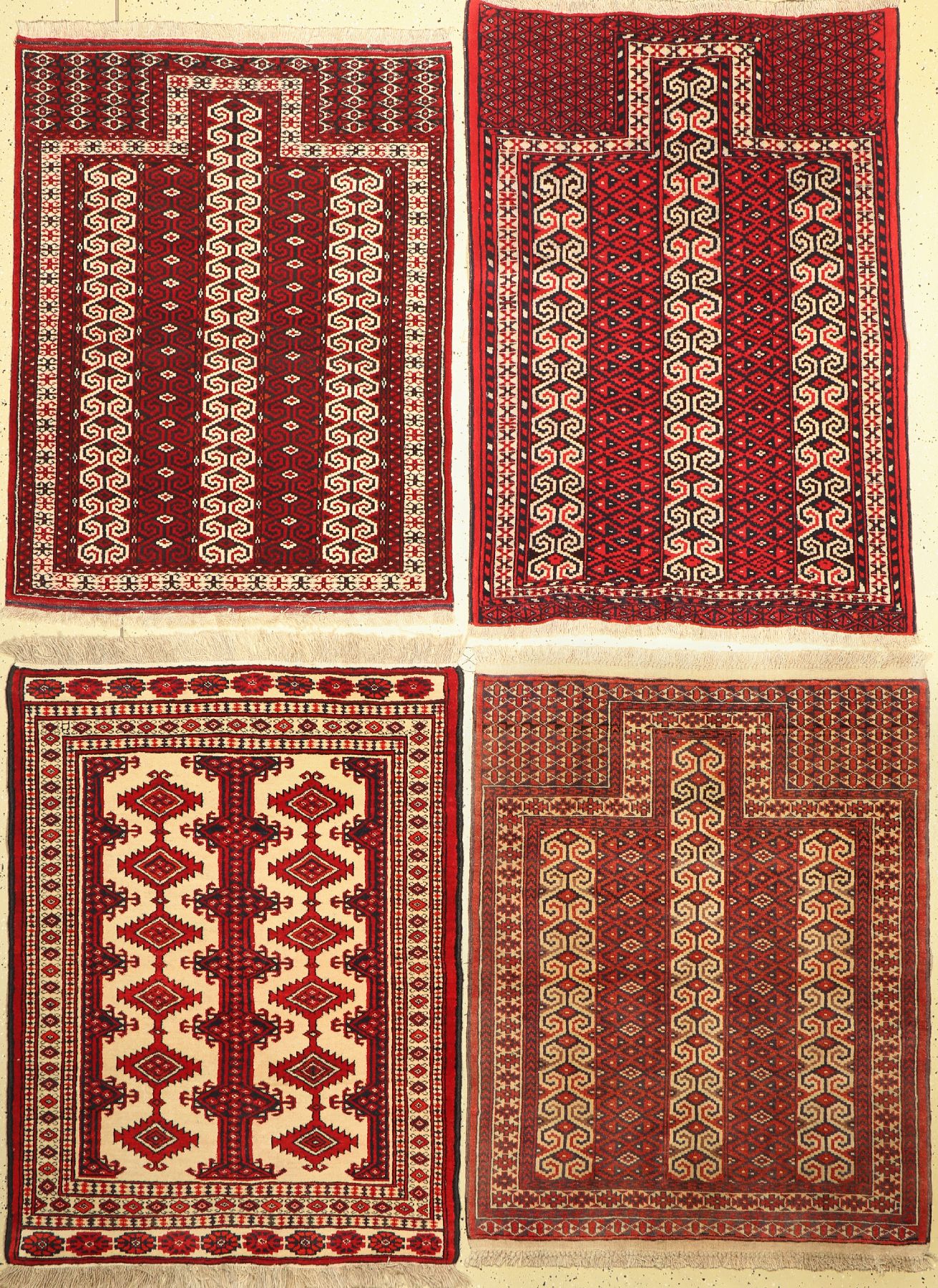 4 Lots Torkmen, Persien, ca. 60 Jahre, Wolle auf Wolle, ca. 130 x 92 cm, EHZ: 2