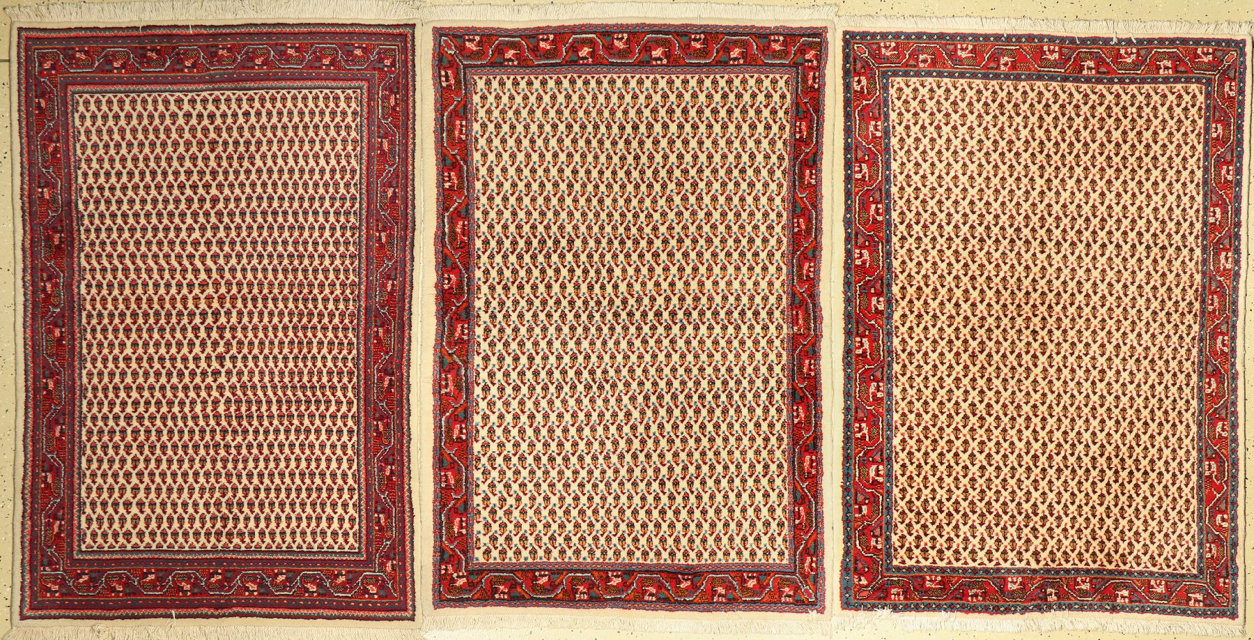 3 Lots Sarogh Mir, Persien, ca. 50 Jahre, Wolle auf Baumwolle, ca. 150 x 100 cm, EHZ: 2
