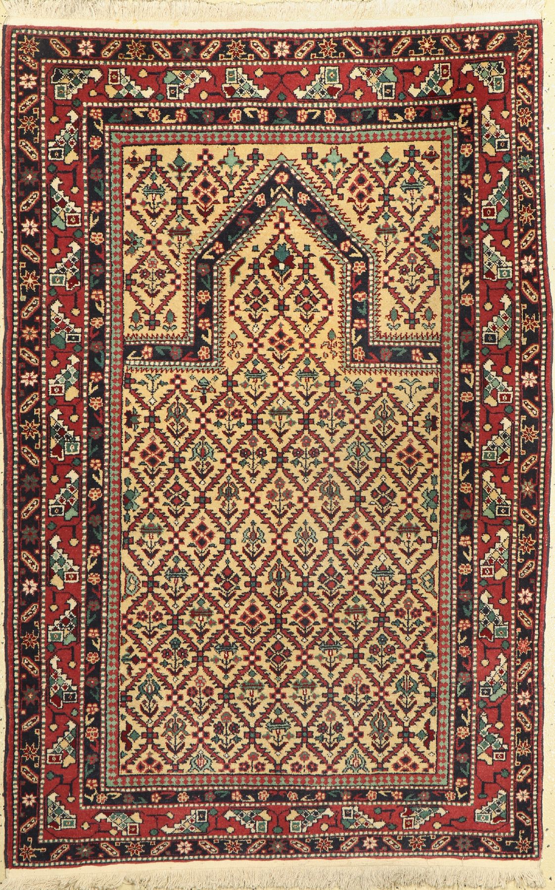 Schirwan Gebetsteppich, Kaukasus, ca. 50 Jahre, Wolle auf Baumwolle, ca. 165 x 115 cm, EHZ: 2