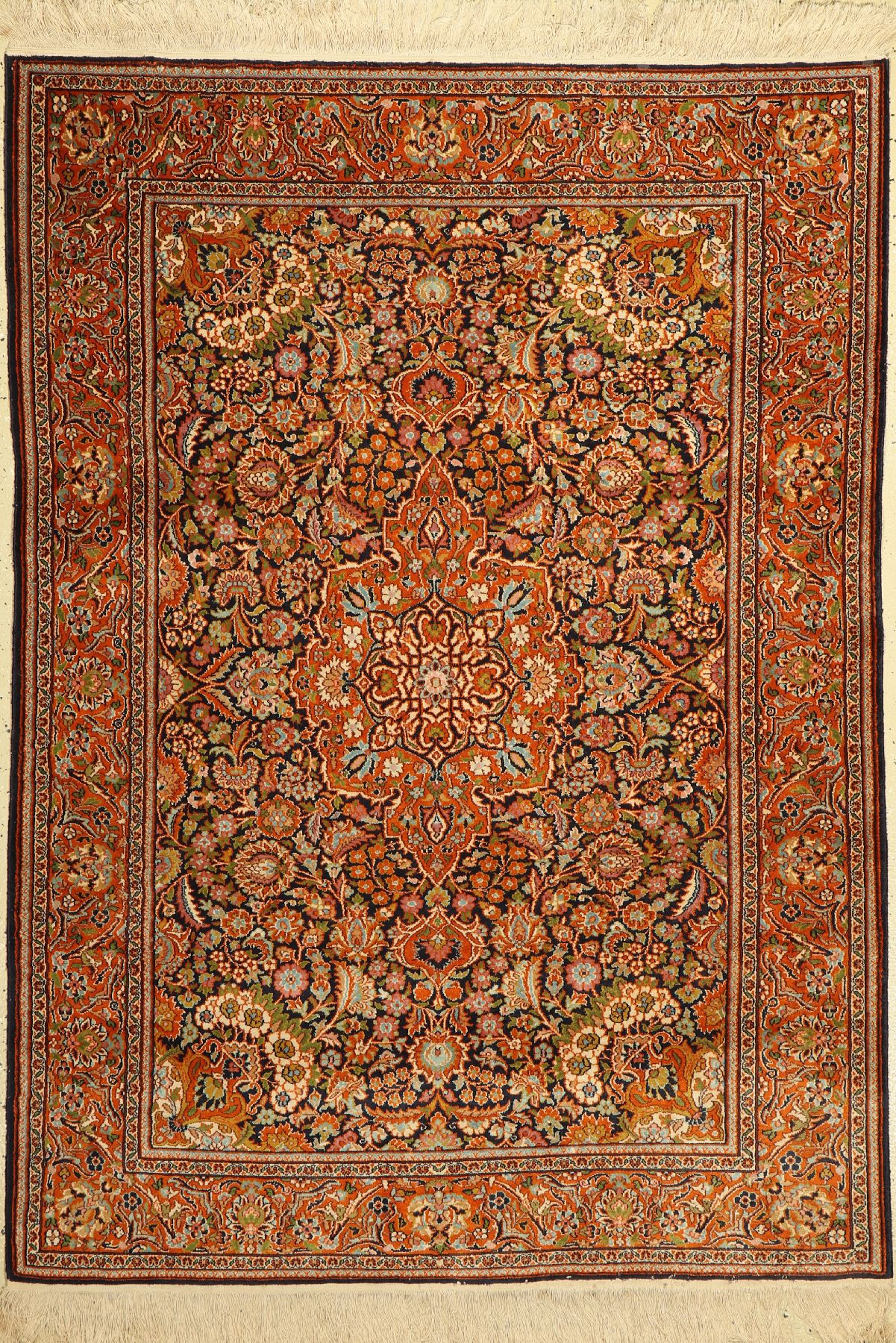 Kaschmir, Indien, ca. 40 Jahre, merzerisierte Baumwolle, ca. 180 x 130 cm, EHZ: 2