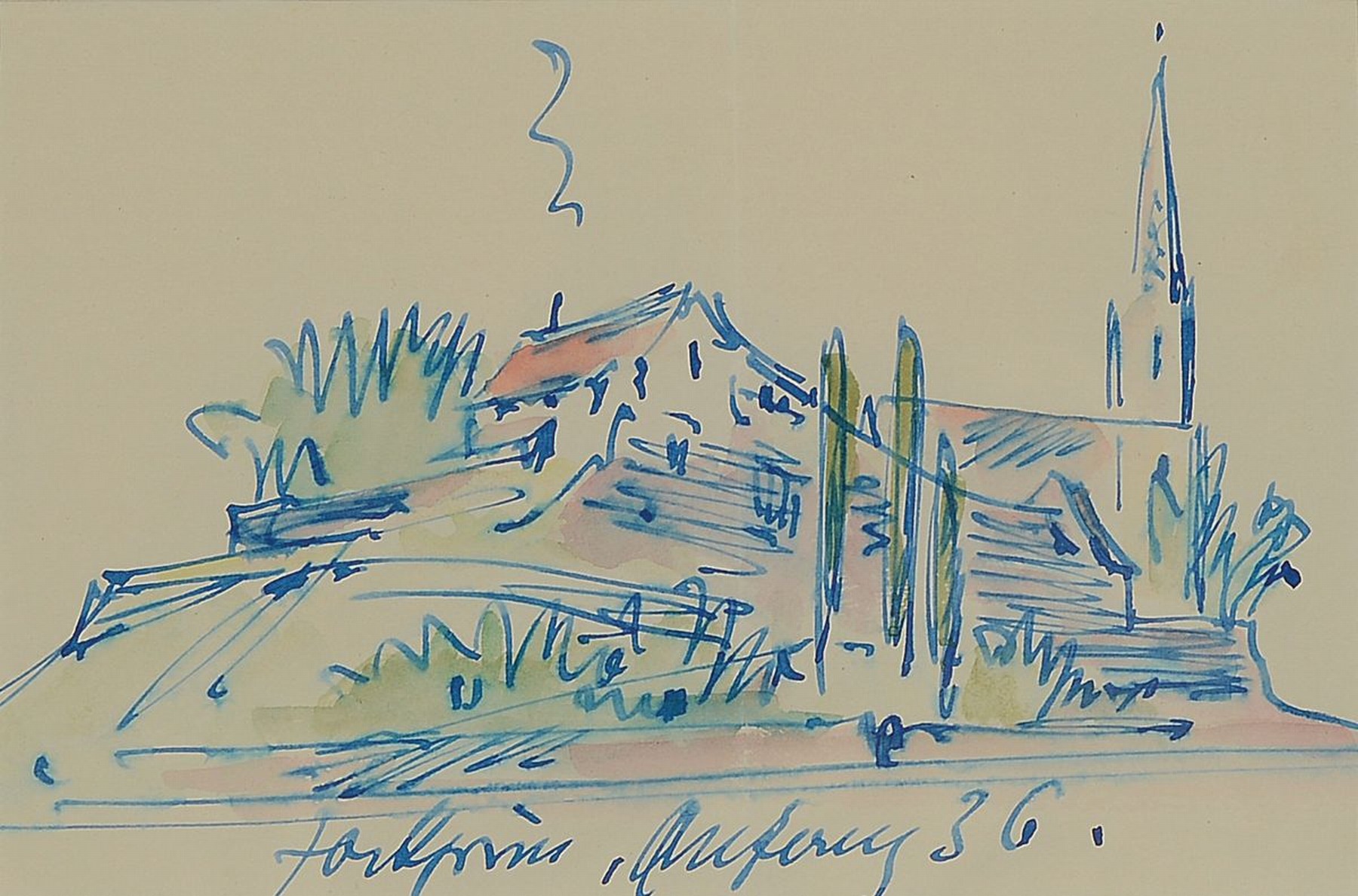 Albert Haueisen, 1872 Stuttgart-1954 Kandel, Studium an der Akademie Karlsruhe, später selbst dort Professor und Direktor, hier 2 Arbeiten: ...