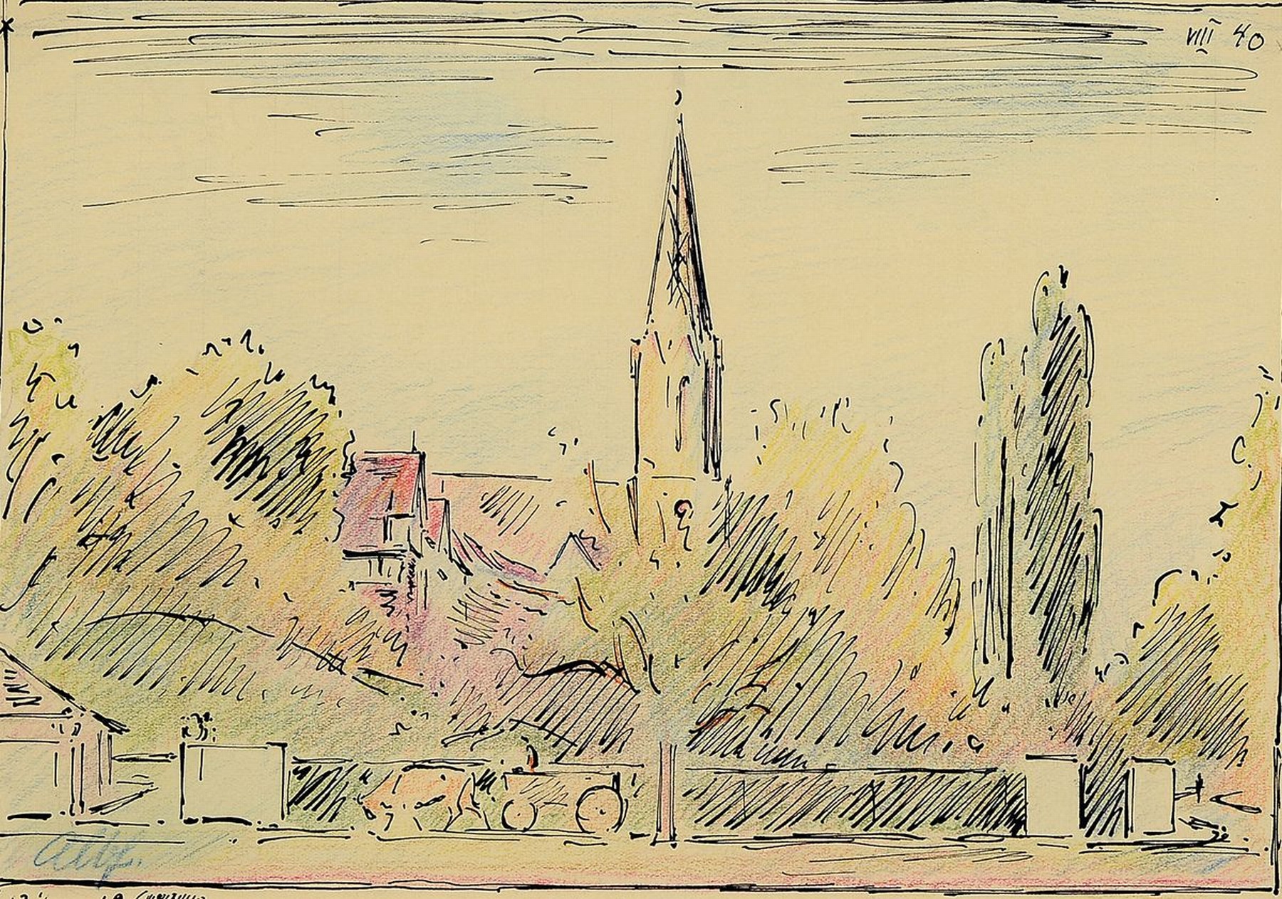 Detail a: Albert Haueisen, 1872 Stuttgart-1954 Kandel, Studium an der Akademie Karlsruhe, später selbst dort Professor und Direktor, hier 2 Arbeiten: ...