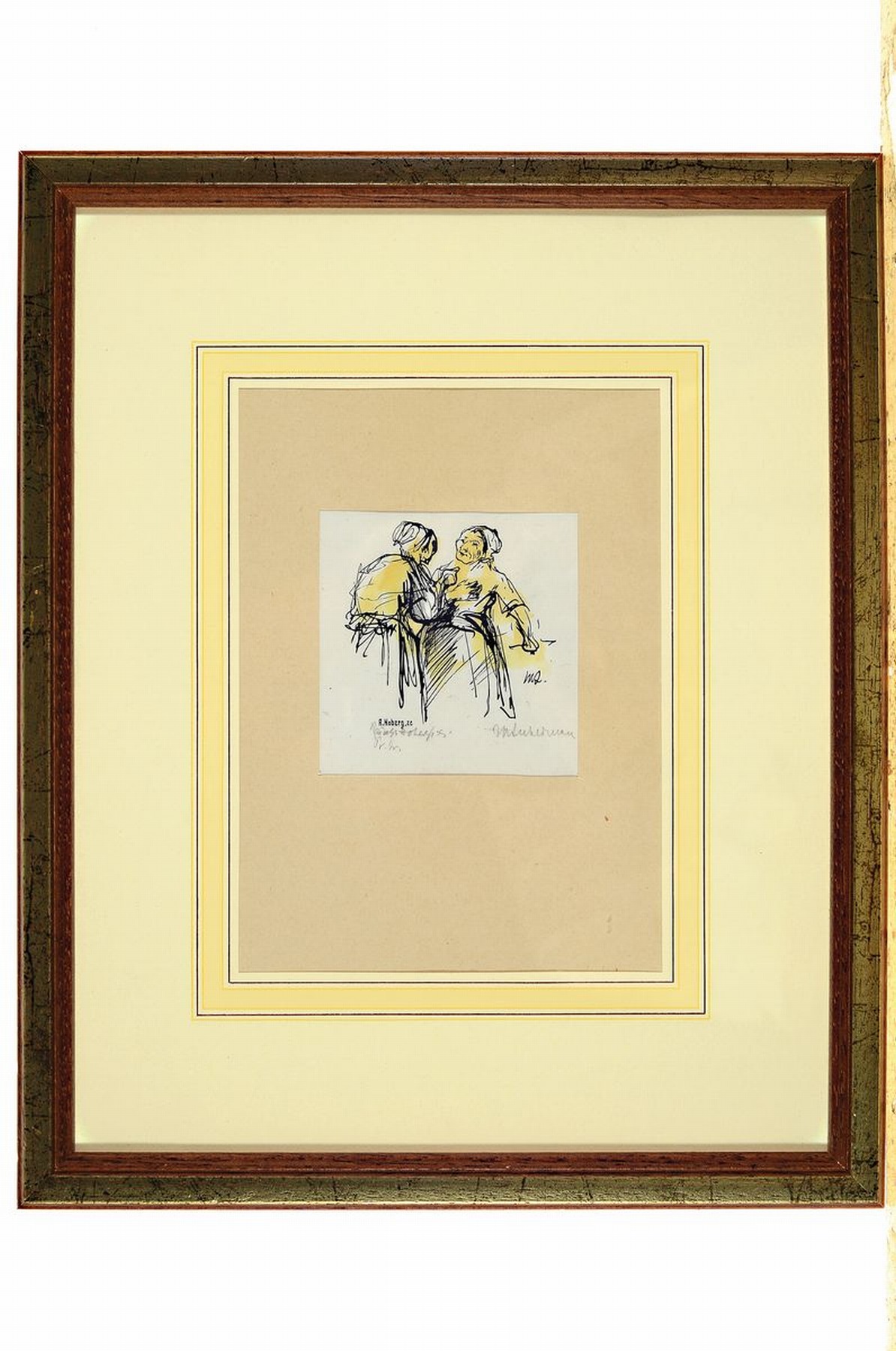 Detail k: Max Liebermann, 1847-1935 Berlin, zwei Marktfrauen im Gespräch, Farblithographie von R. Hoberg nach einer Zeichnung von Liebermann, von Liebermann ...