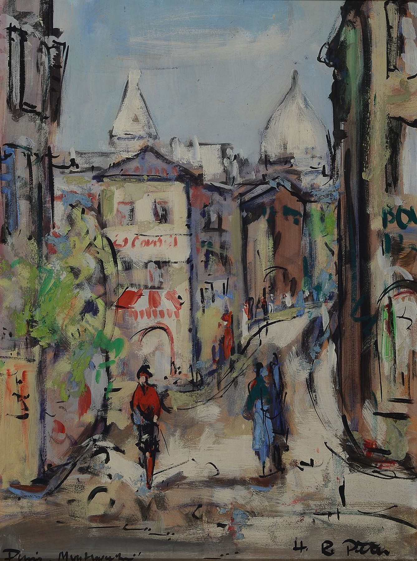 Hans Rolf Peter, 1926-2020 Neustadt a.d. Weinstraße, Paris Montmartre, Öl/Malkarton, links unten betitelt, rechts unten signiert, ca. 63x48cm, R. ...