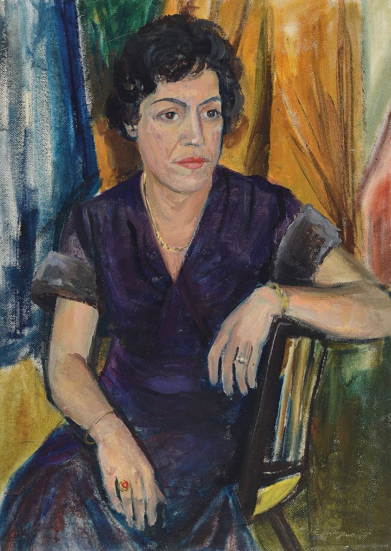 Hermann Jürgens, 1914 Heidelberg-1967 Godramstein, Maler, Grafiker und Glasmaler, Studium an den Akademien Karlsruhe und München, hier: Porträt ...